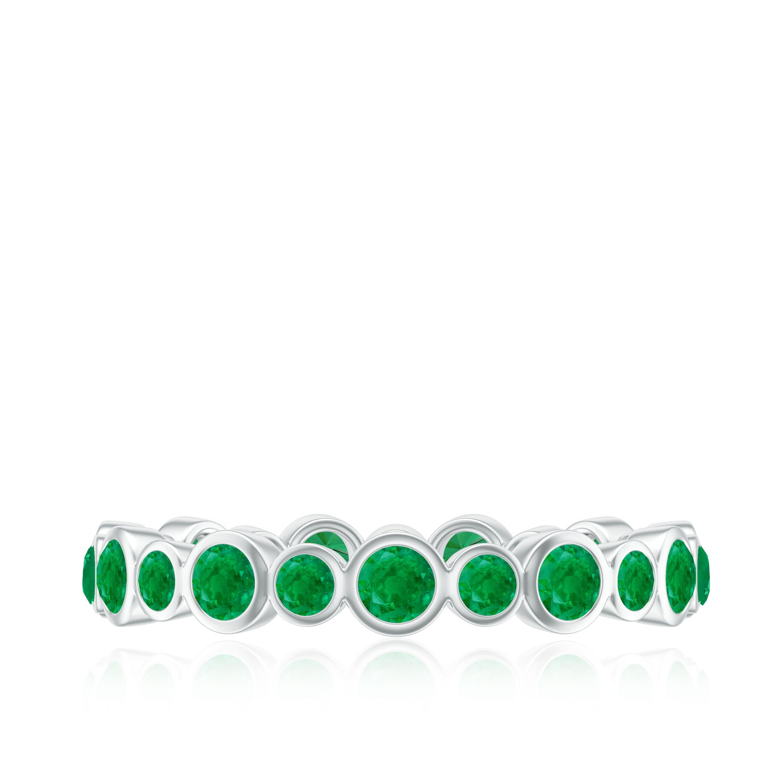 Emerald Full Eternity Band Ring in Bezel Setting