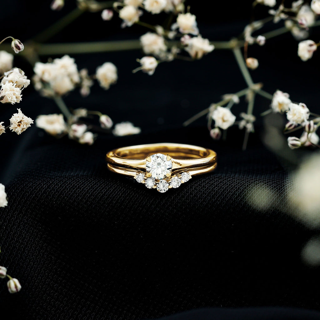 Real Diamond Minimal Wedding Ring Set