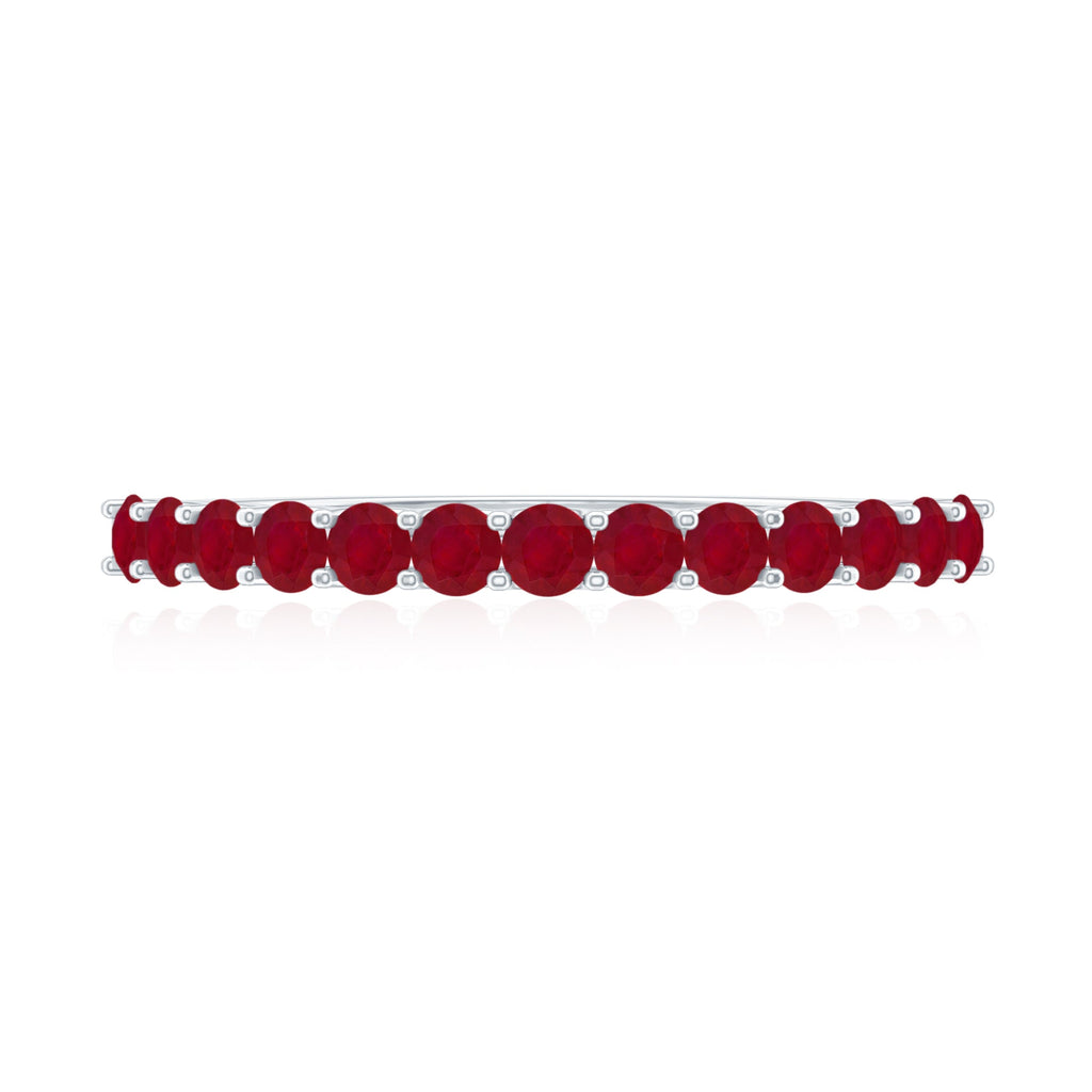 Genuine Ruby Half Eternity Stackable Ring for Women