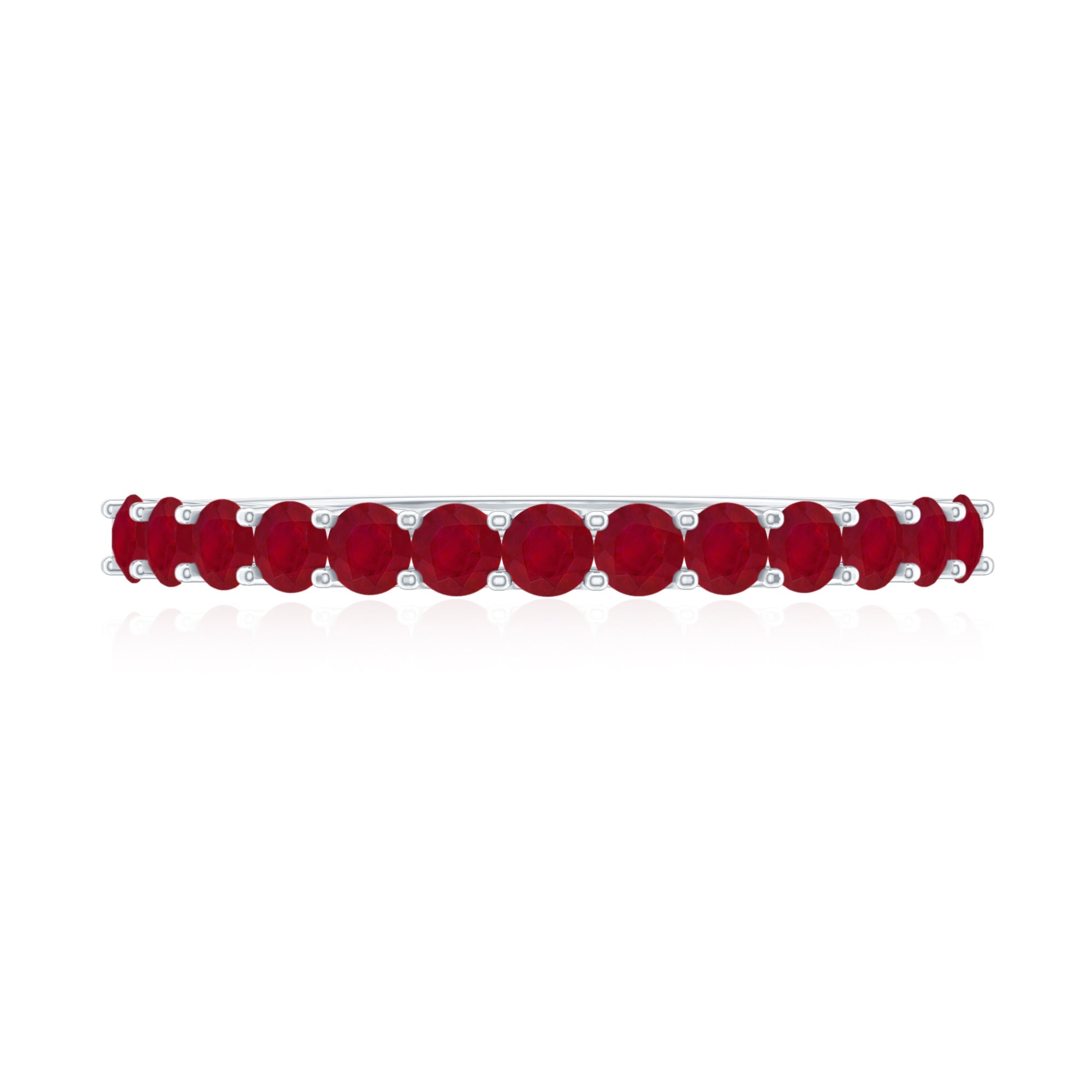 Genuine Ruby Half Eternity Stackable Ring for Women