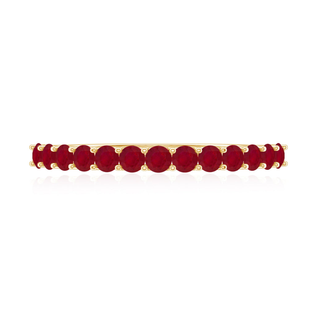 Genuine Ruby Half Eternity Stackable Ring for Women