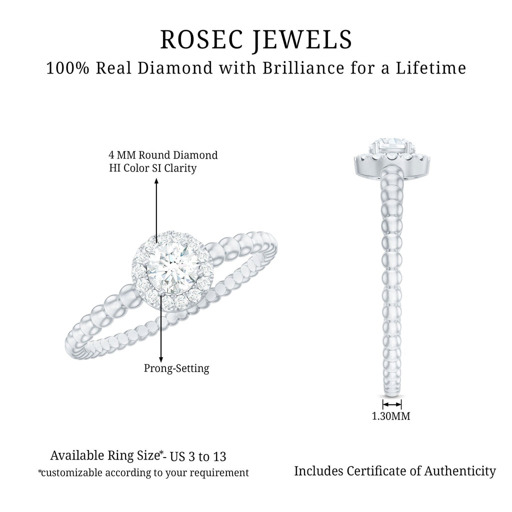 Certified Real Diamond Promise Ring with Bubble Shank