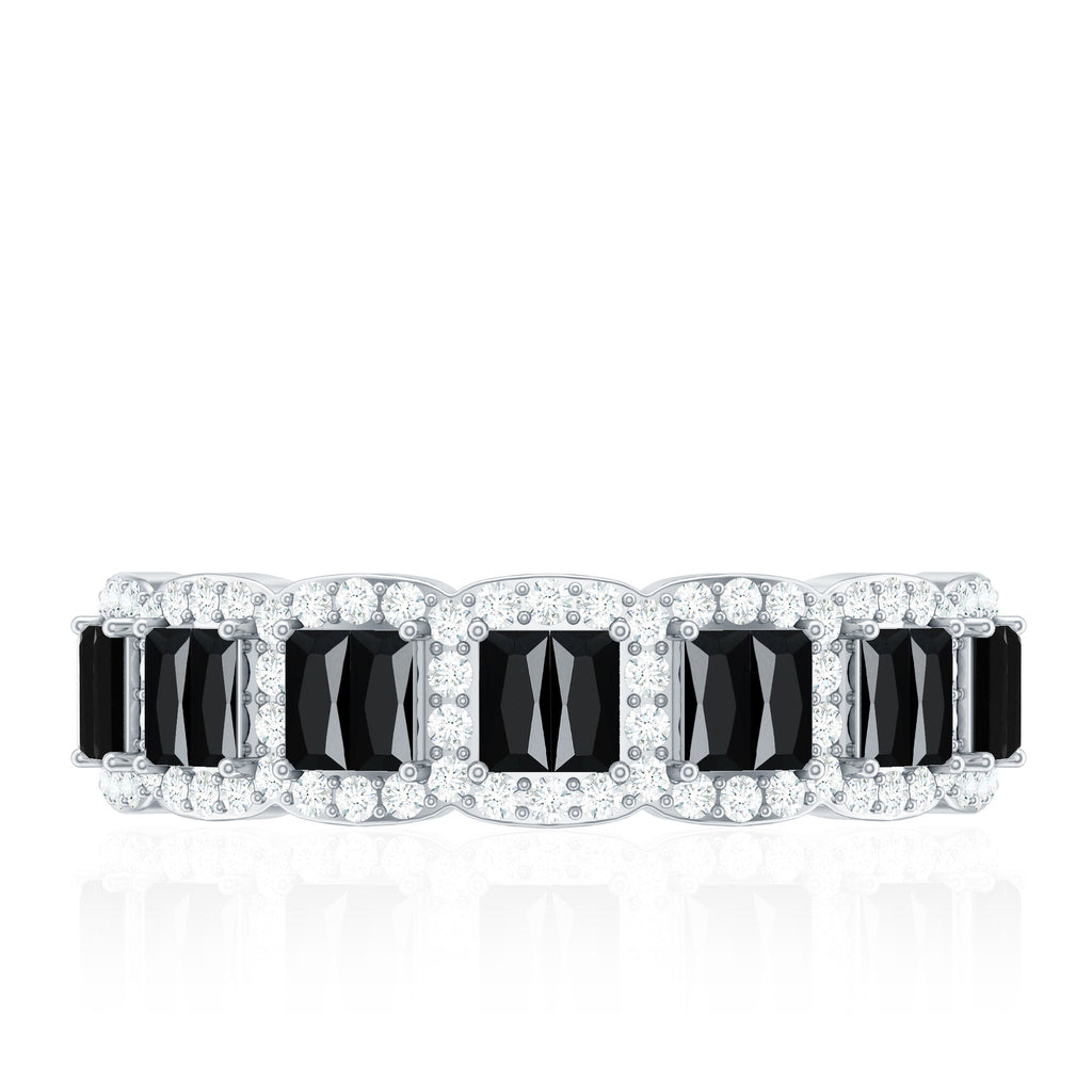 Baguette Cut Lab Grown Black and White Diamond Half Eternity Band