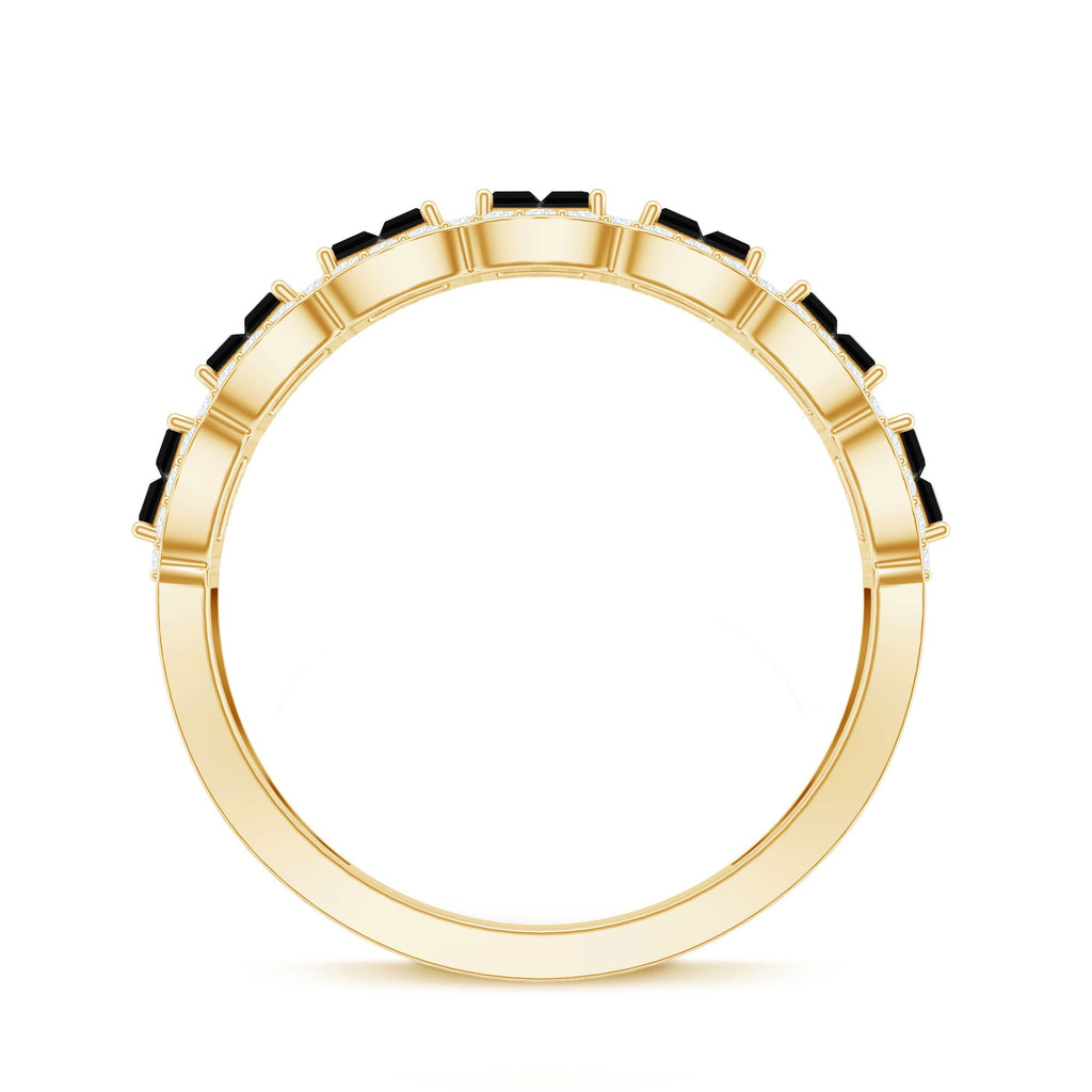 Baguette Cut Lab Grown Black and White Diamond Half Eternity Band