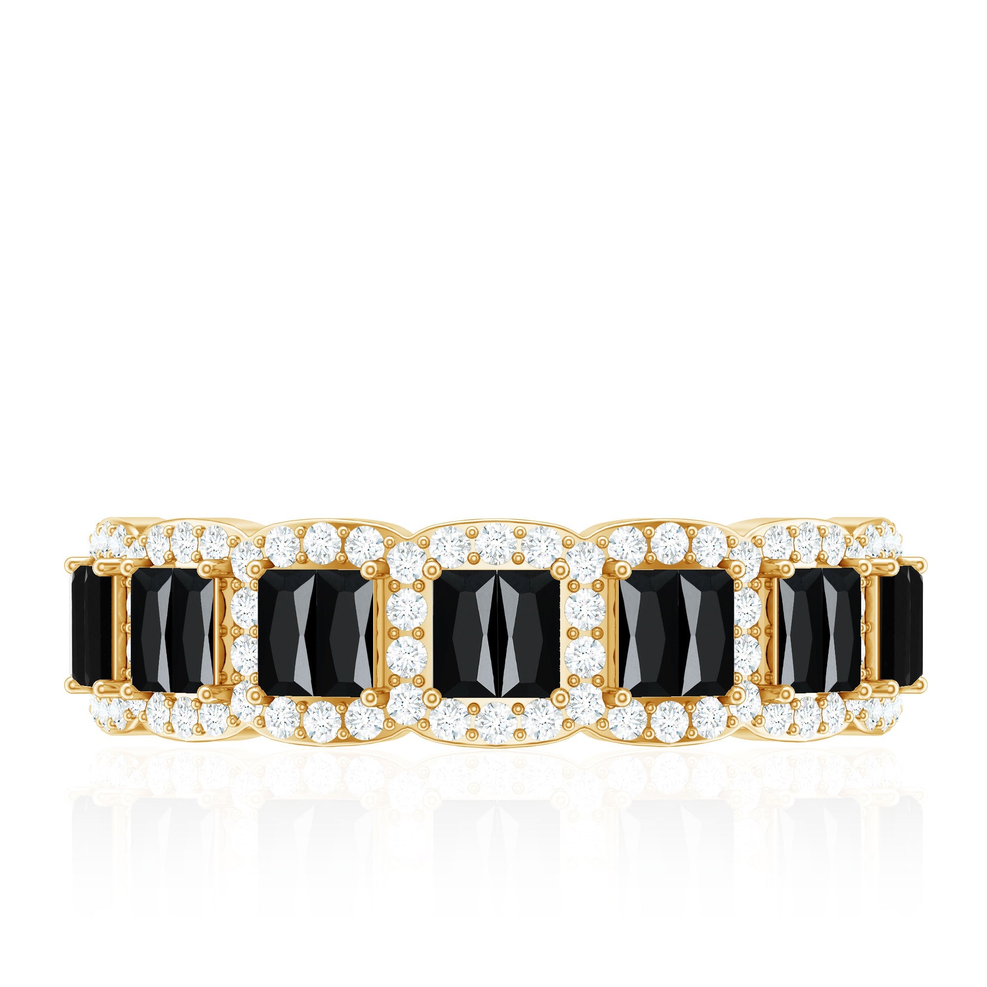 Baguette Cut Lab Grown Black and White Diamond Half Eternity Band