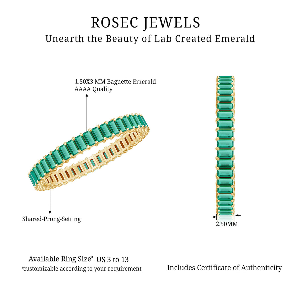 Lab Grown Emerald Baguette Eternity Band