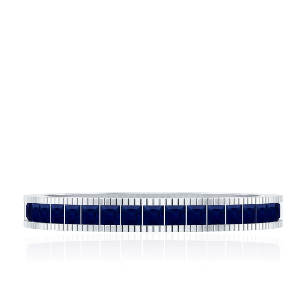 Natural Blue Sapphire Half Eternity Ring in Channel Set