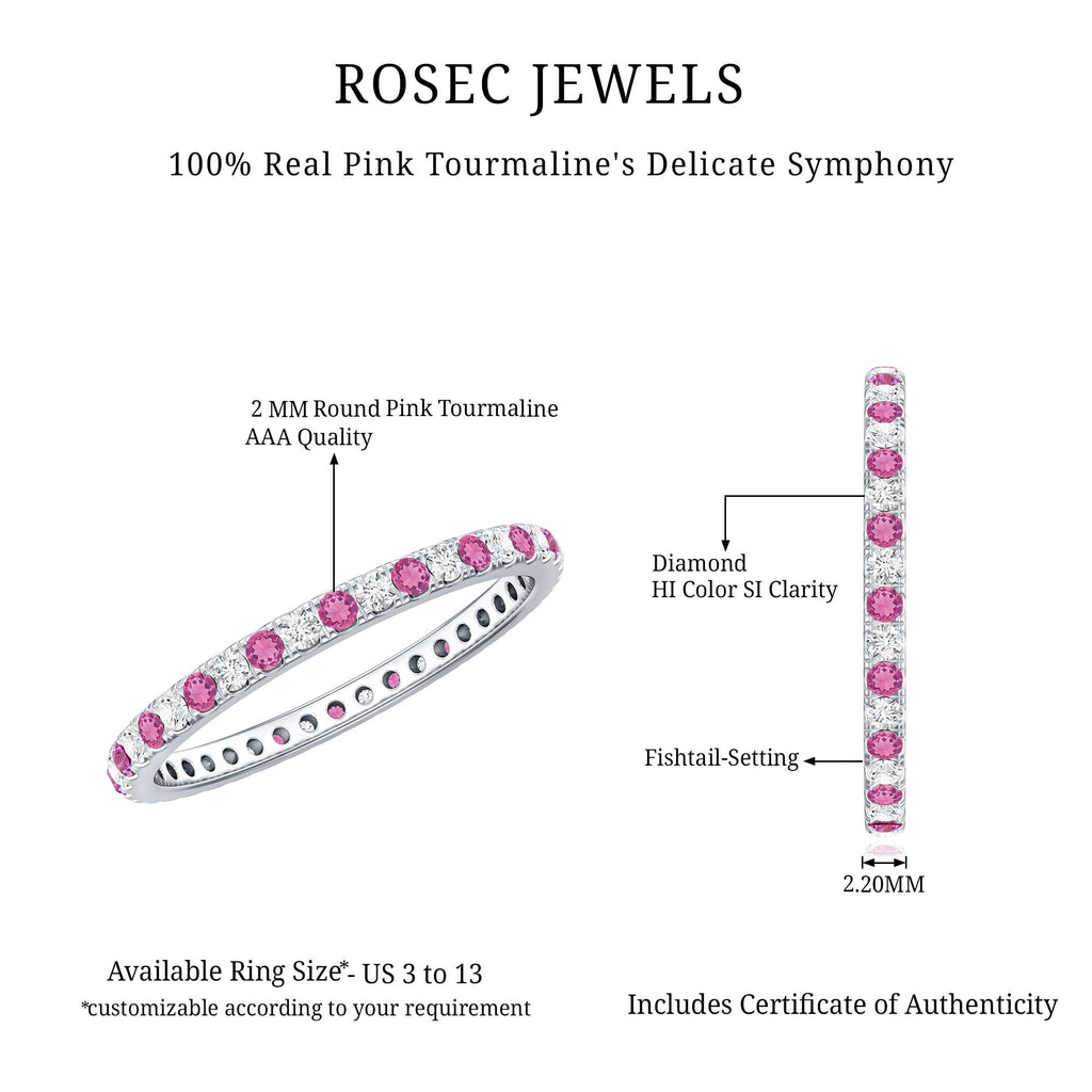 Pink Tourmaline and Diamond Stackable Ring