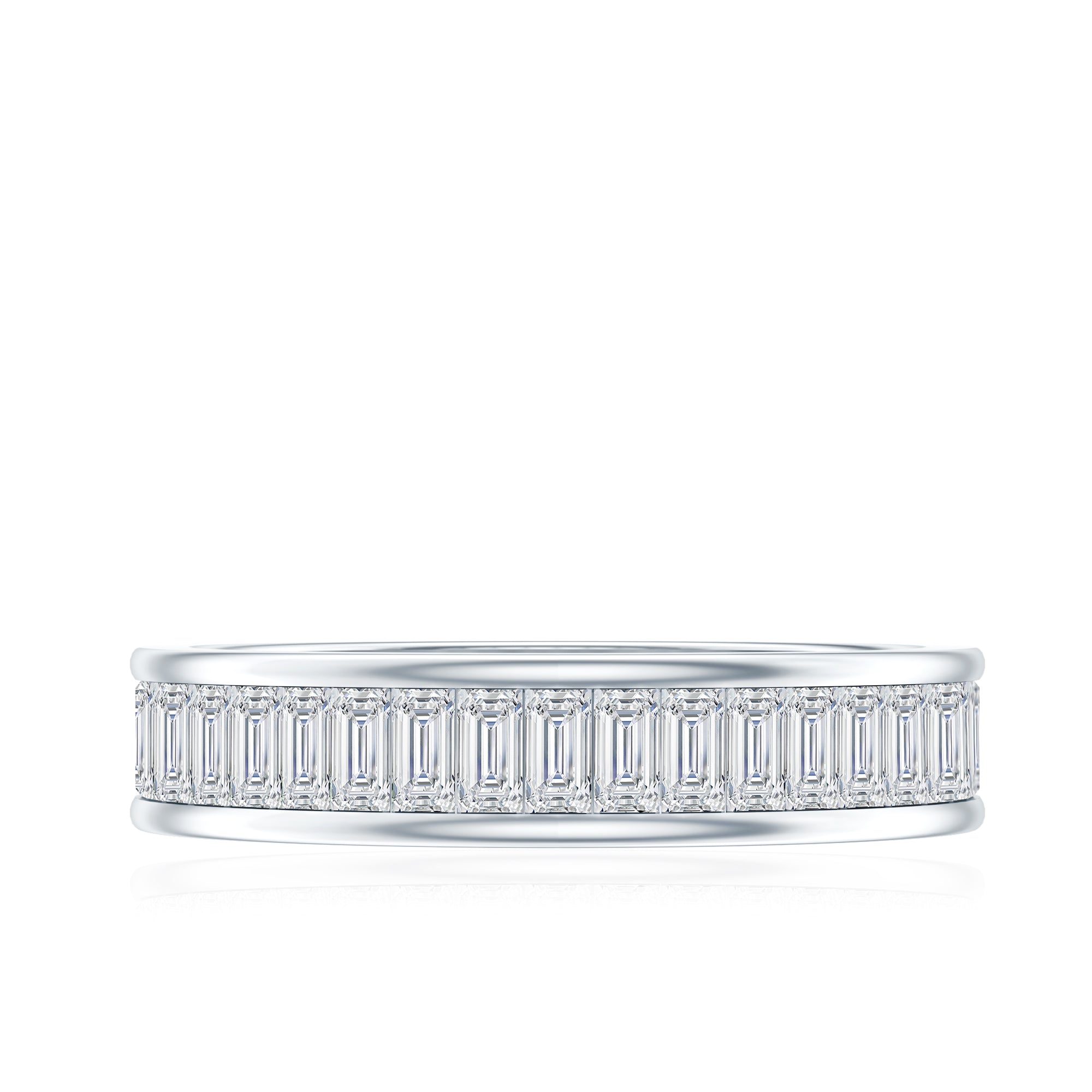 Baguette Cut Moissanite Wedding Band in Channel Setting