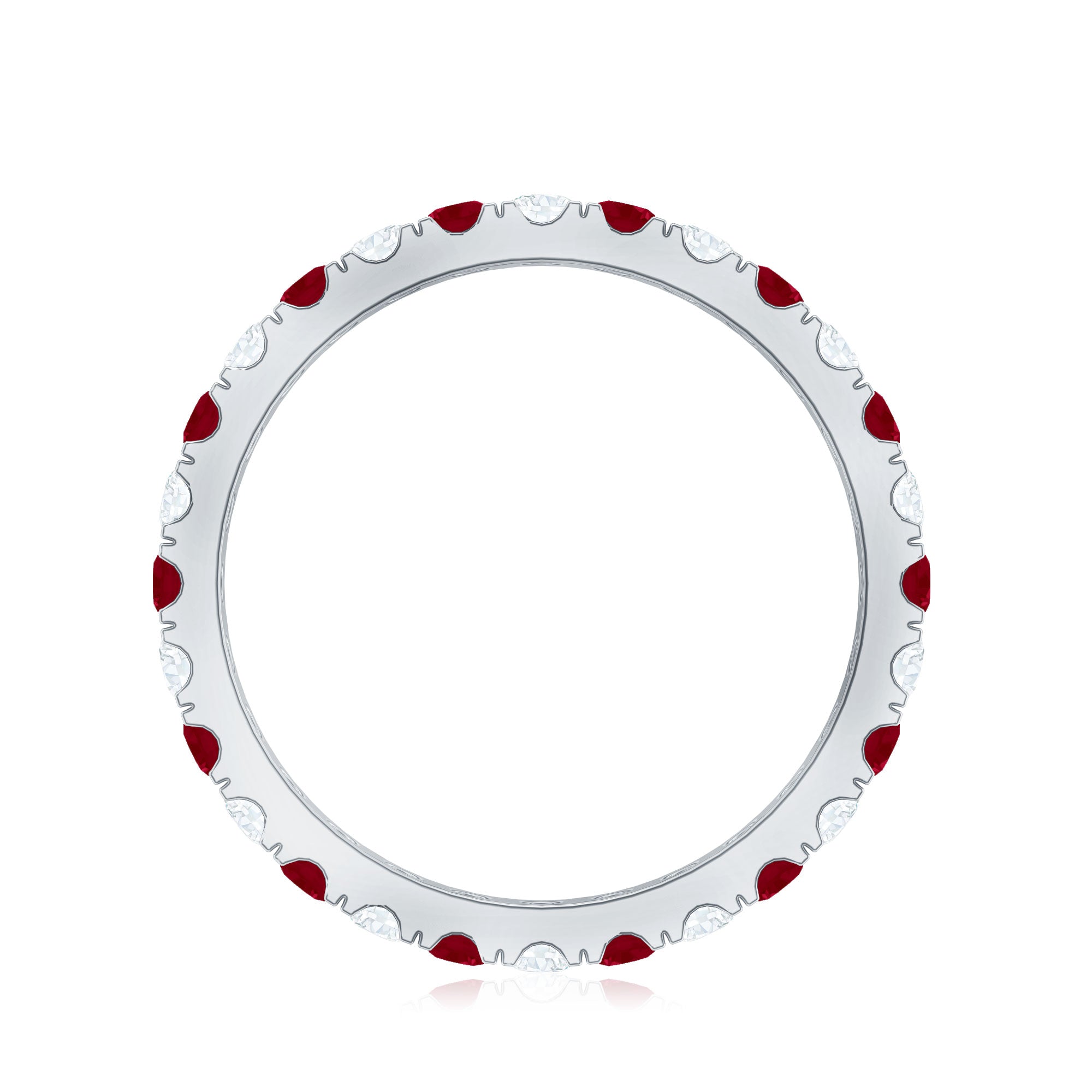 Natural Ruby Eternity Ring with Diamond for Women