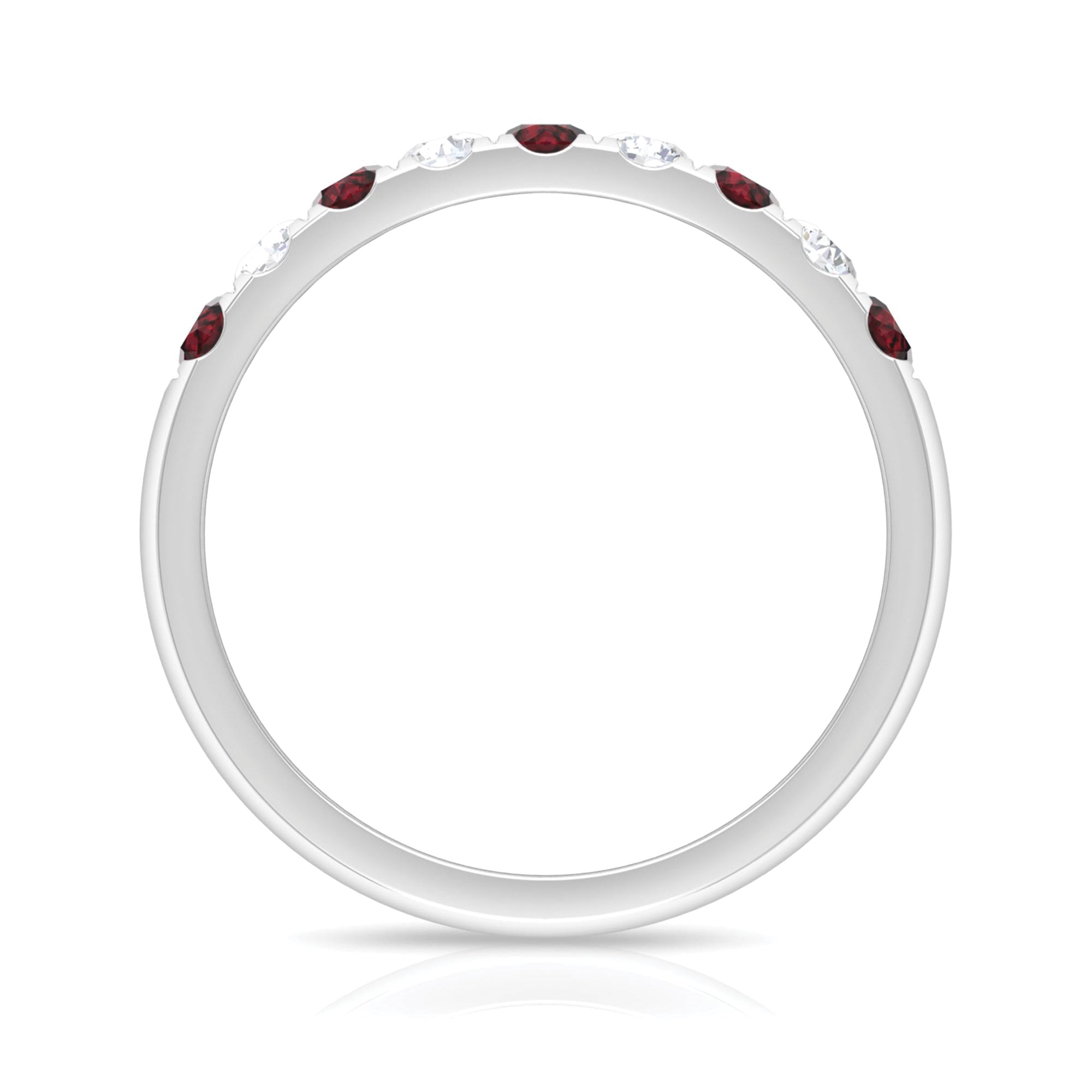 Genuine Garnet Diamond Half Eternity Wedding Ring
