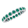 Certified Lab Created Emerald Full Eternity Band Ring in Bezel Setting