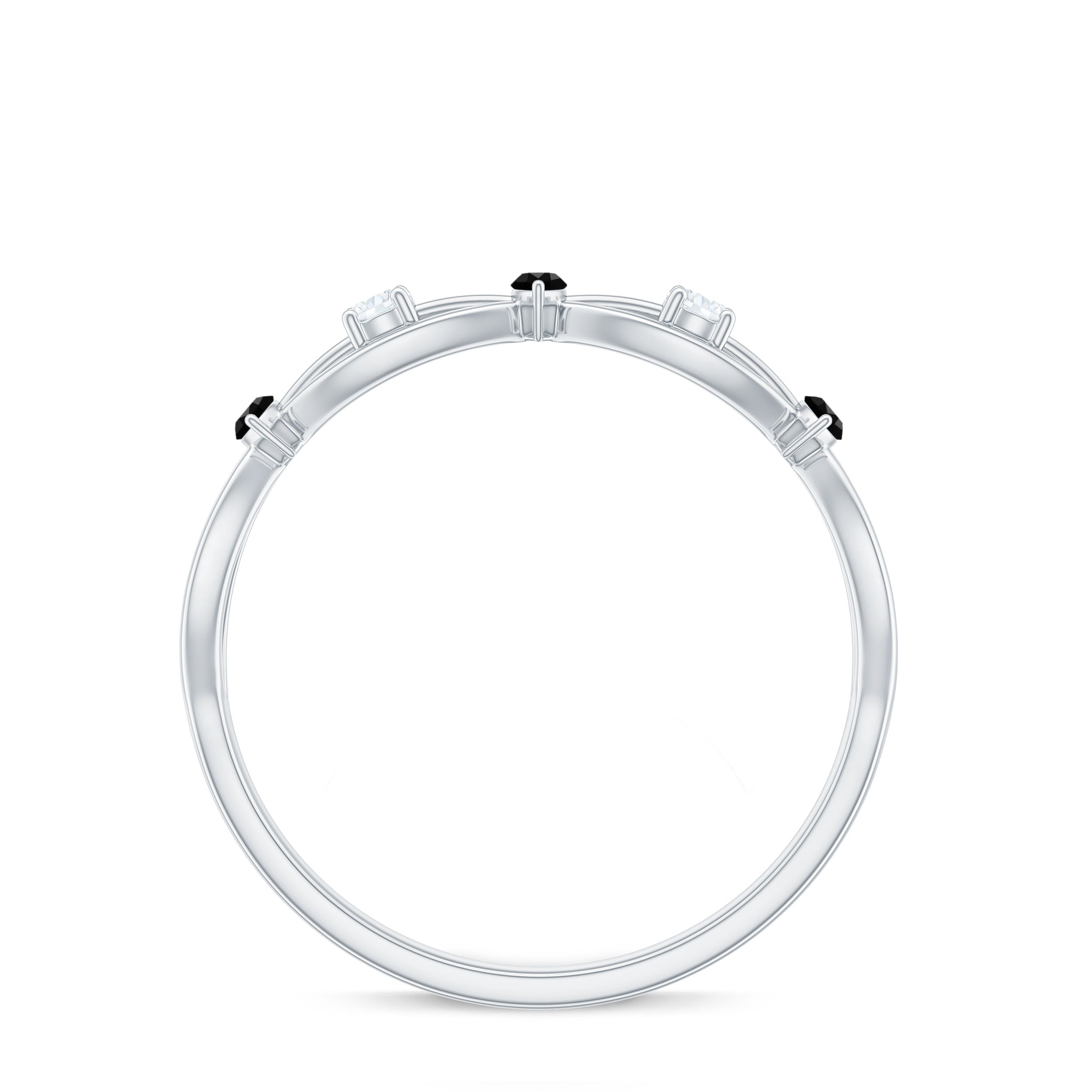 Certified Lab Grown Black Diamond Promise Ring with White Diamond