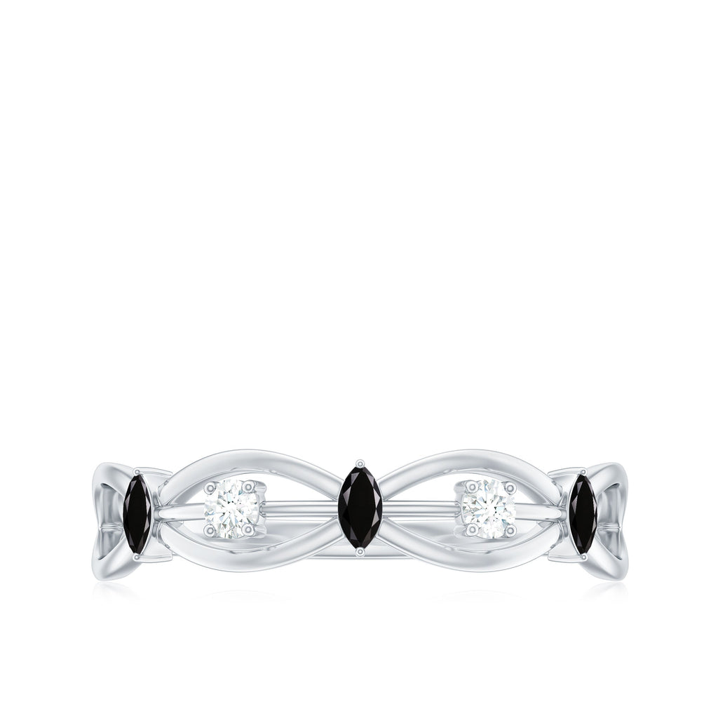 Certified Lab Grown Black Diamond Promise Ring with White Diamond