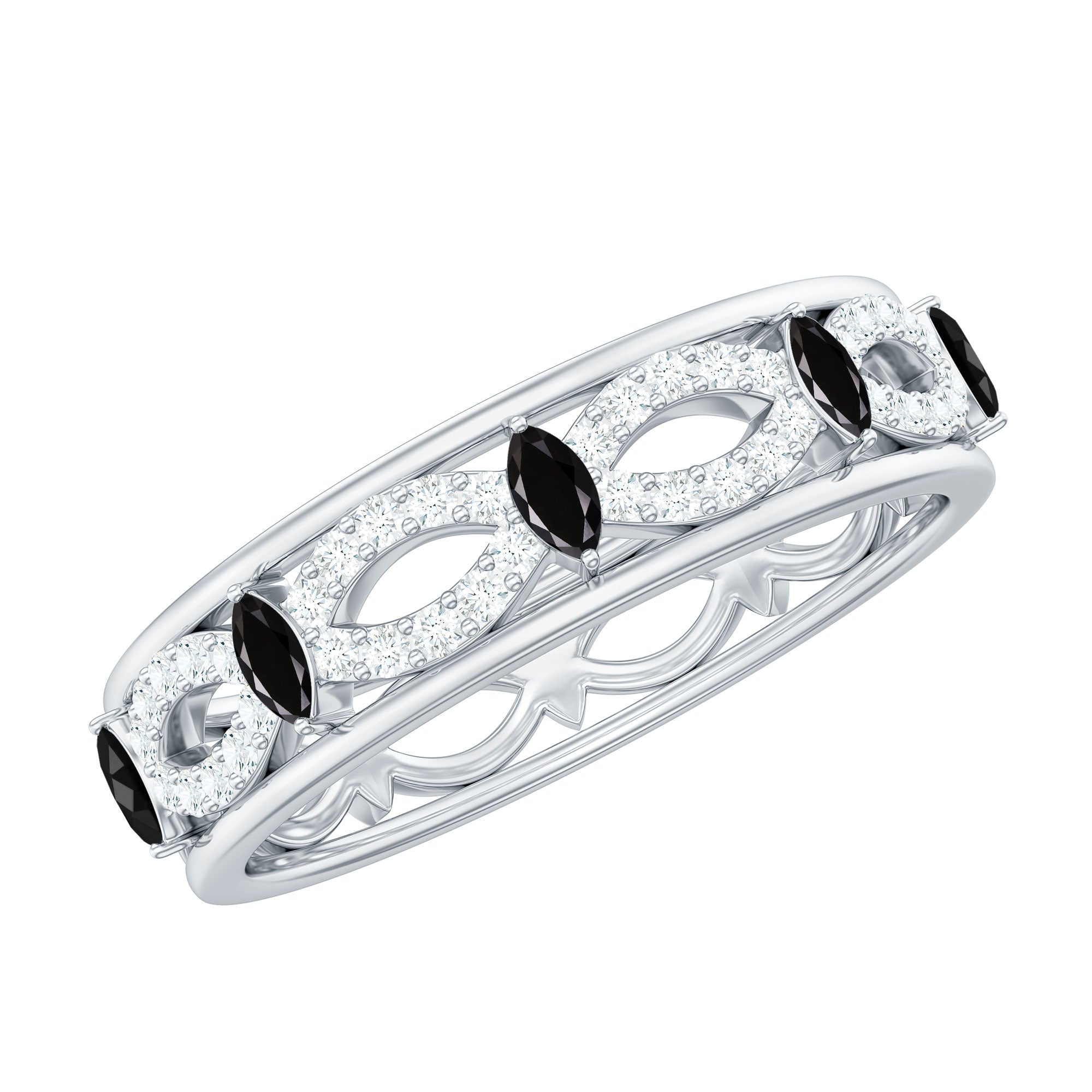 Certified Lab Grown Black and White Diamond Infinity Band Ring