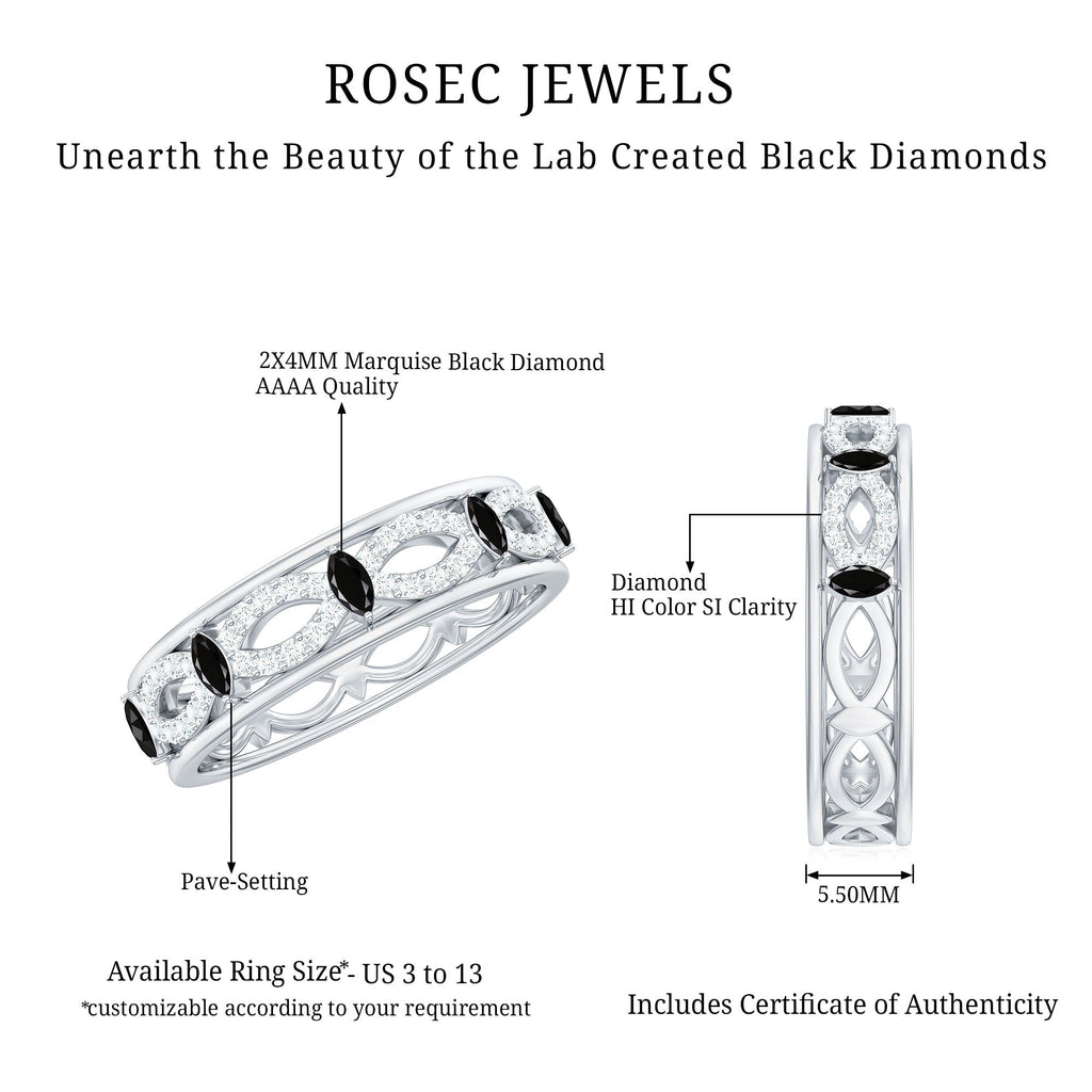 Certified Lab Grown Black and White Diamond Infinity Band Ring