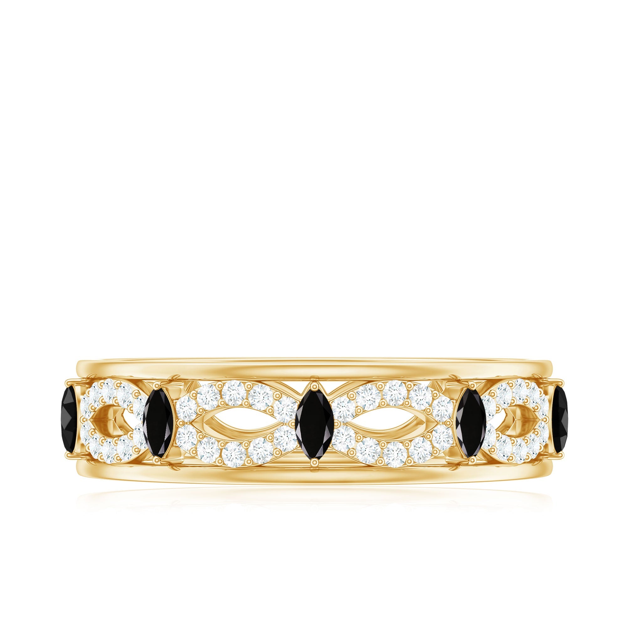 Certified Lab Grown Black and White Diamond Infinity Band Ring