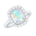 6x8mm Oval Cut Ethiopian Opal Halo Engagement Ring with Moissanite