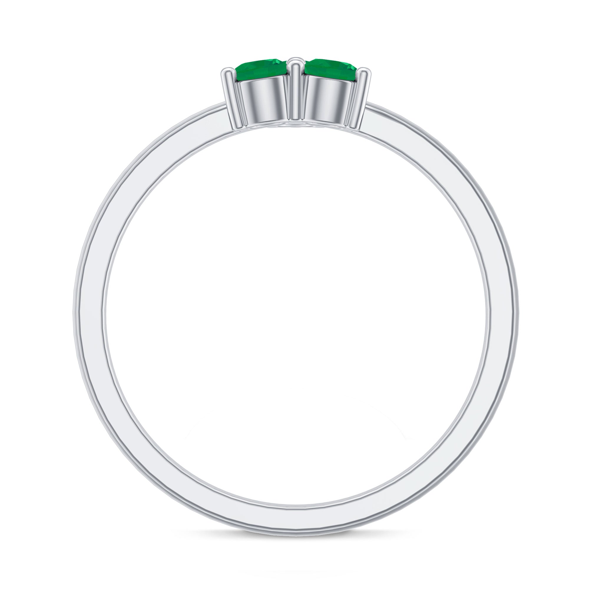 Natural Emerald 3 Stone Promise Ring with Certificate