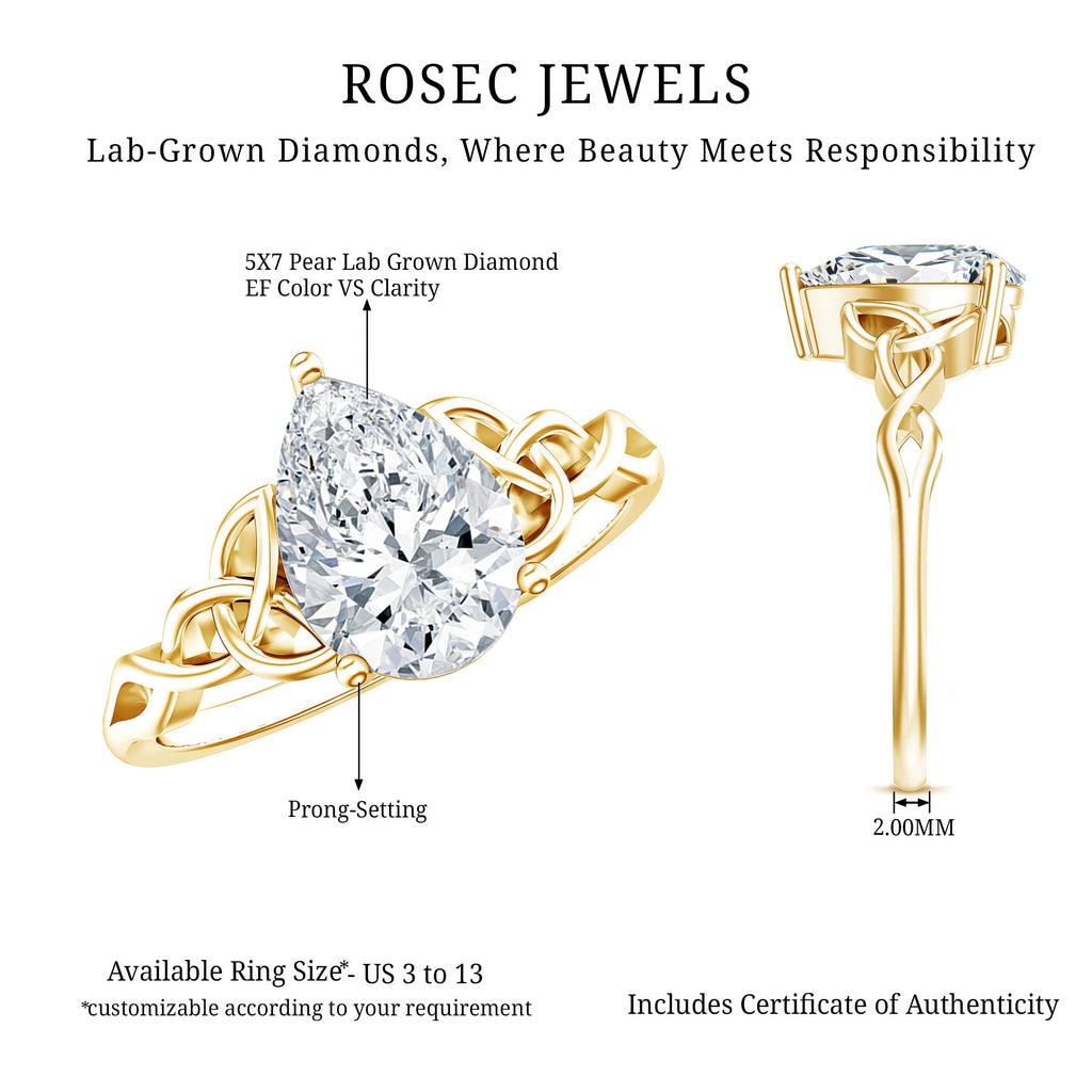0.6 Carat Lab Grown Diamond Teardrop Solitaire Engagement Ring