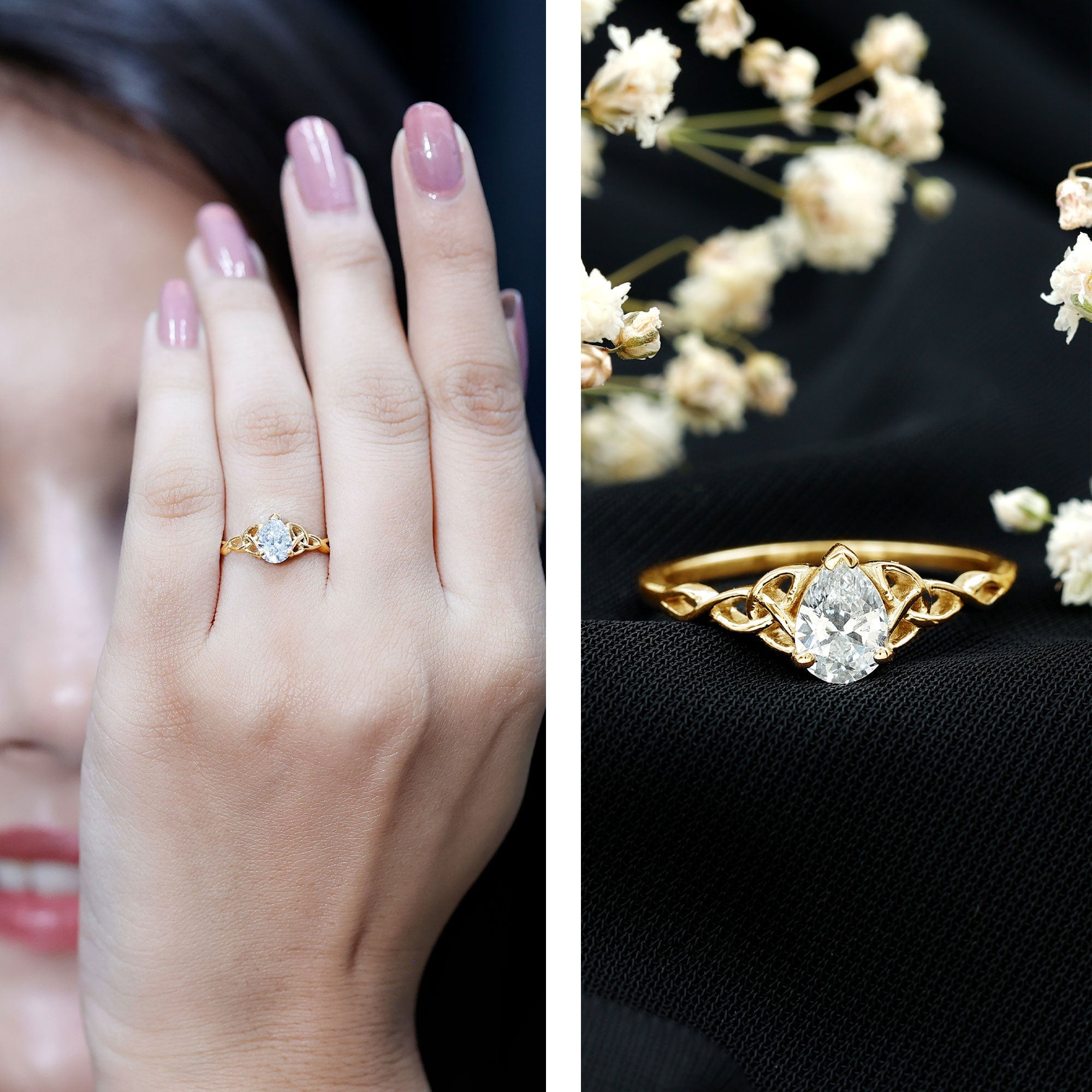 0.6 Carat Lab Grown Diamond Teardrop Solitaire Engagement Ring