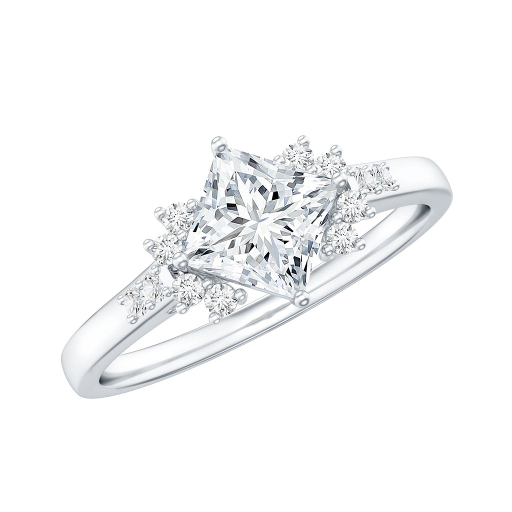 Certified 0.8 Carat Lab Grown Diamond Princess Cut Engagement Ring