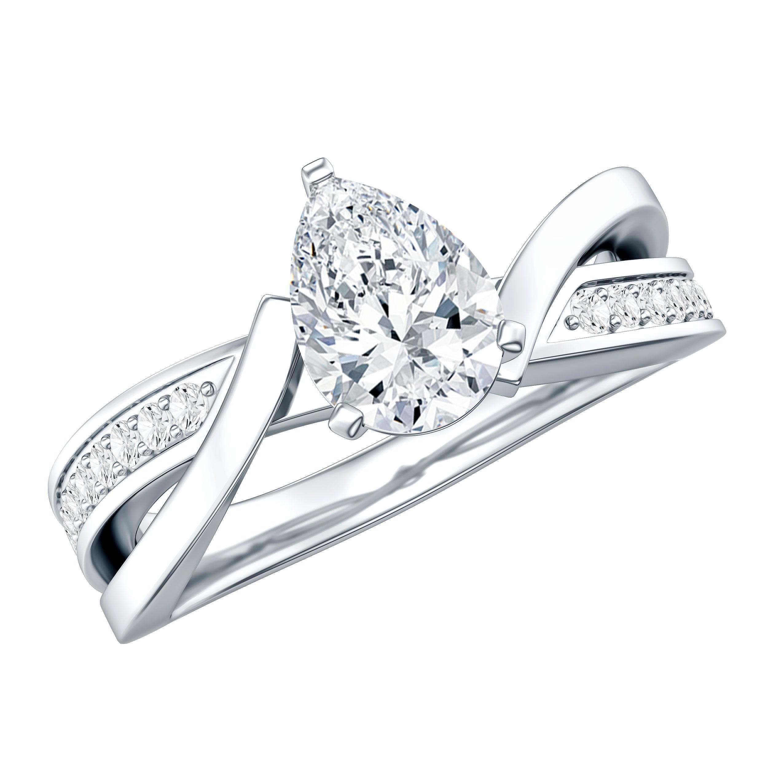 Certified Lab Grown Diamond 5X7 MM Pear Shaped Engagement Ring
