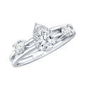Pear Lab Grown Diamond Engagement Ring – Elegant Double Band Three Stone Design