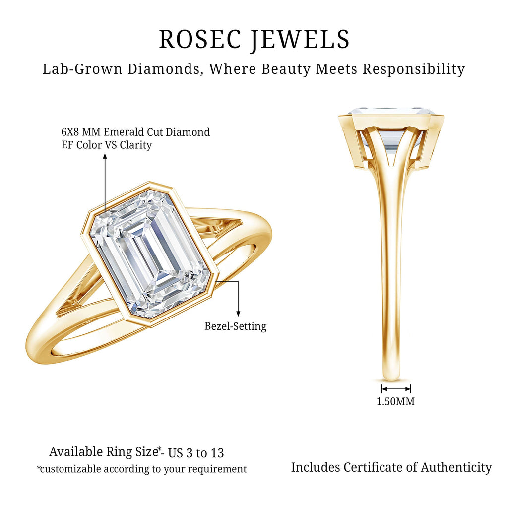 Certified 1.87 Carat Lab Grown Diamond Emerald Cut Engagement Ring