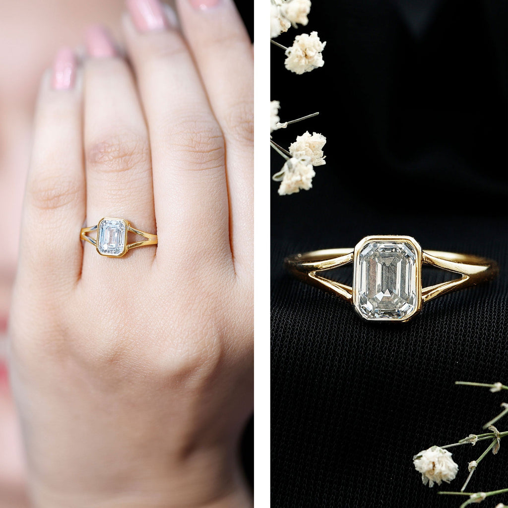 Certified 1.87 Carat Lab Grown Diamond Emerald Cut Engagement Ring