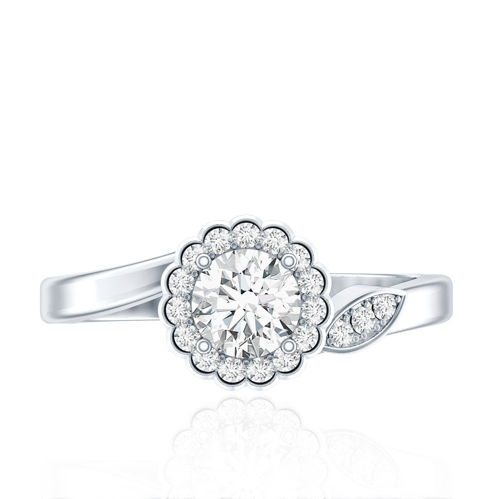 Certified 5 MM Lab Grown Diamond Floral Engagement Ring