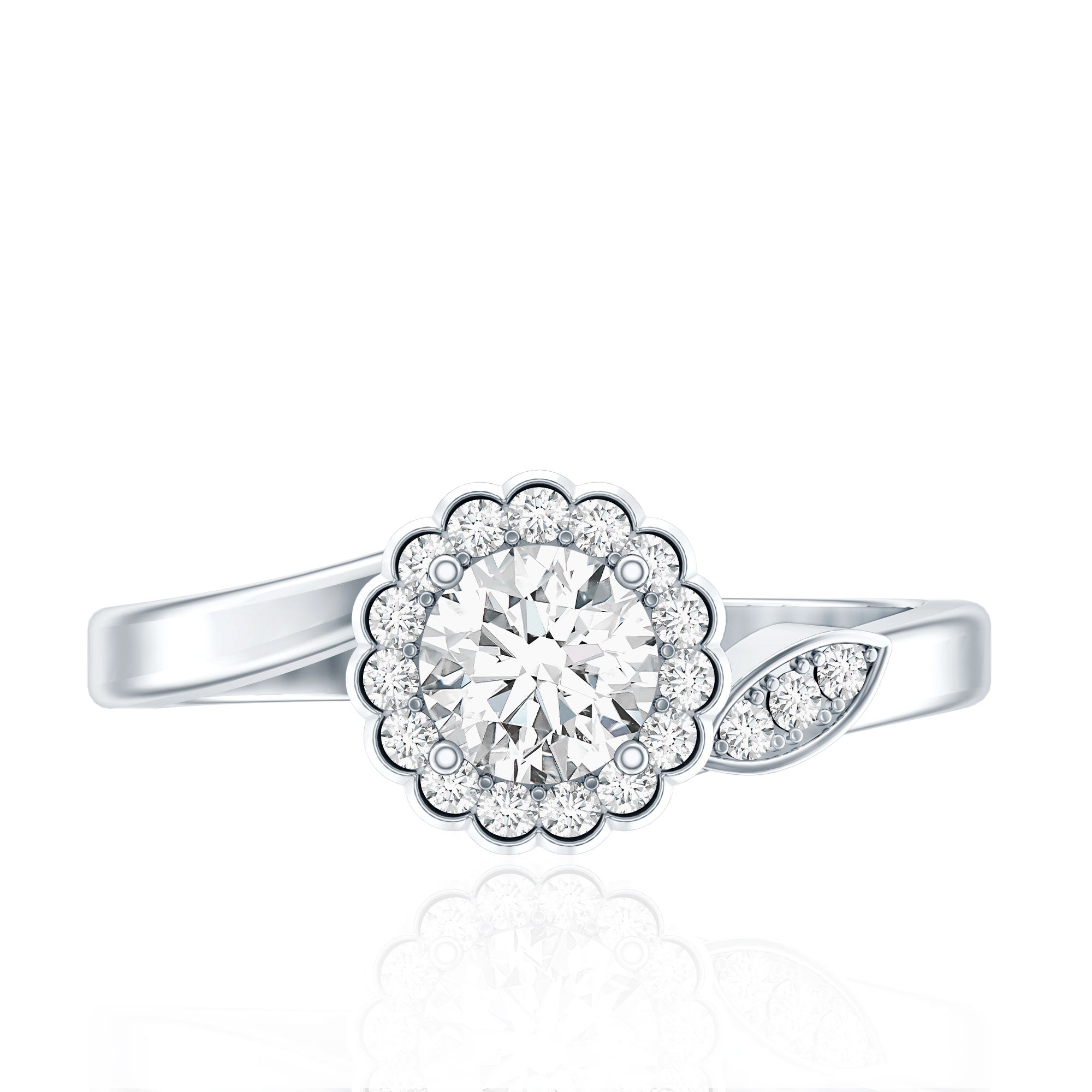 Certified 5 MM Lab Grown Diamond Floral Engagement Ring
