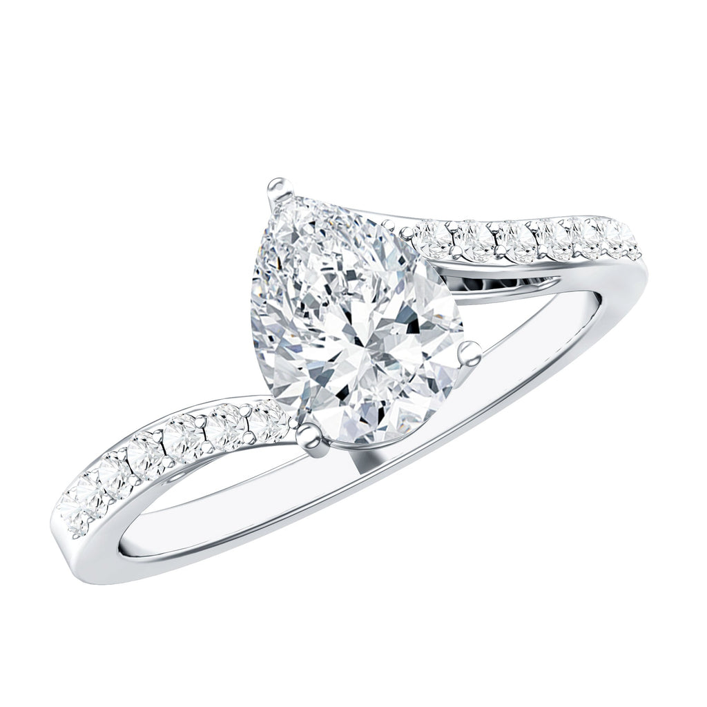 Certified 6X8 MM Pear Cut Lab Created Diamond Teardrop Engagement Ring