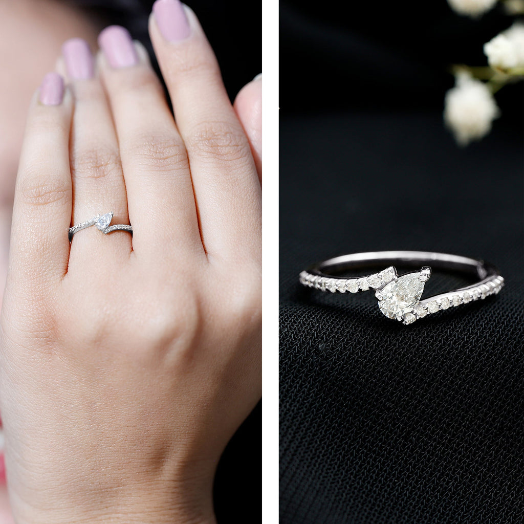 Pear Cut Lab Grown Diamond Bypass Promise Ring