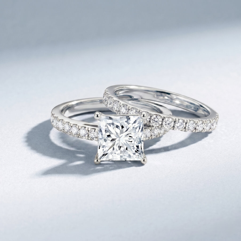 IGI Certified Huge 5 Carat Lab Grown Diamond Engagement Wedding Ring Set