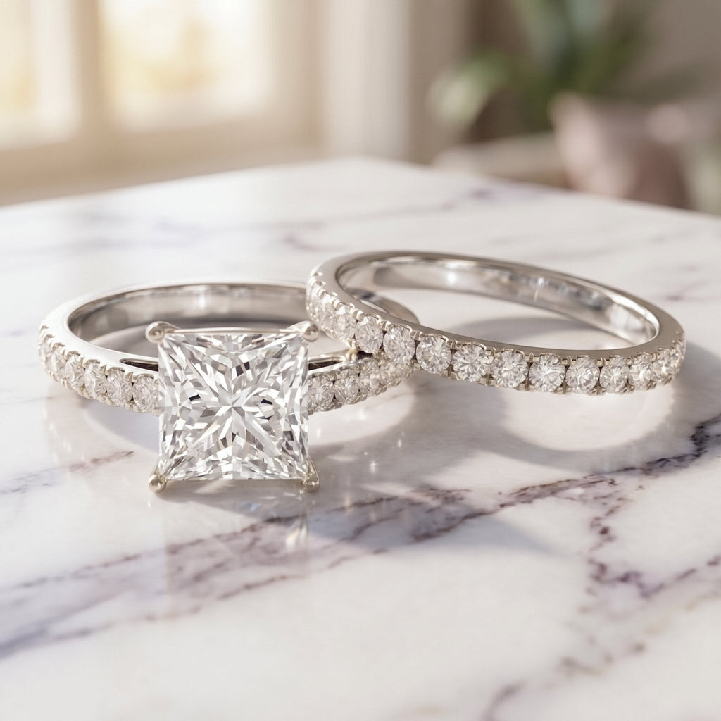 IGI Certified Huge 5 Carat Lab Grown Diamond Engagement Wedding Ring Set