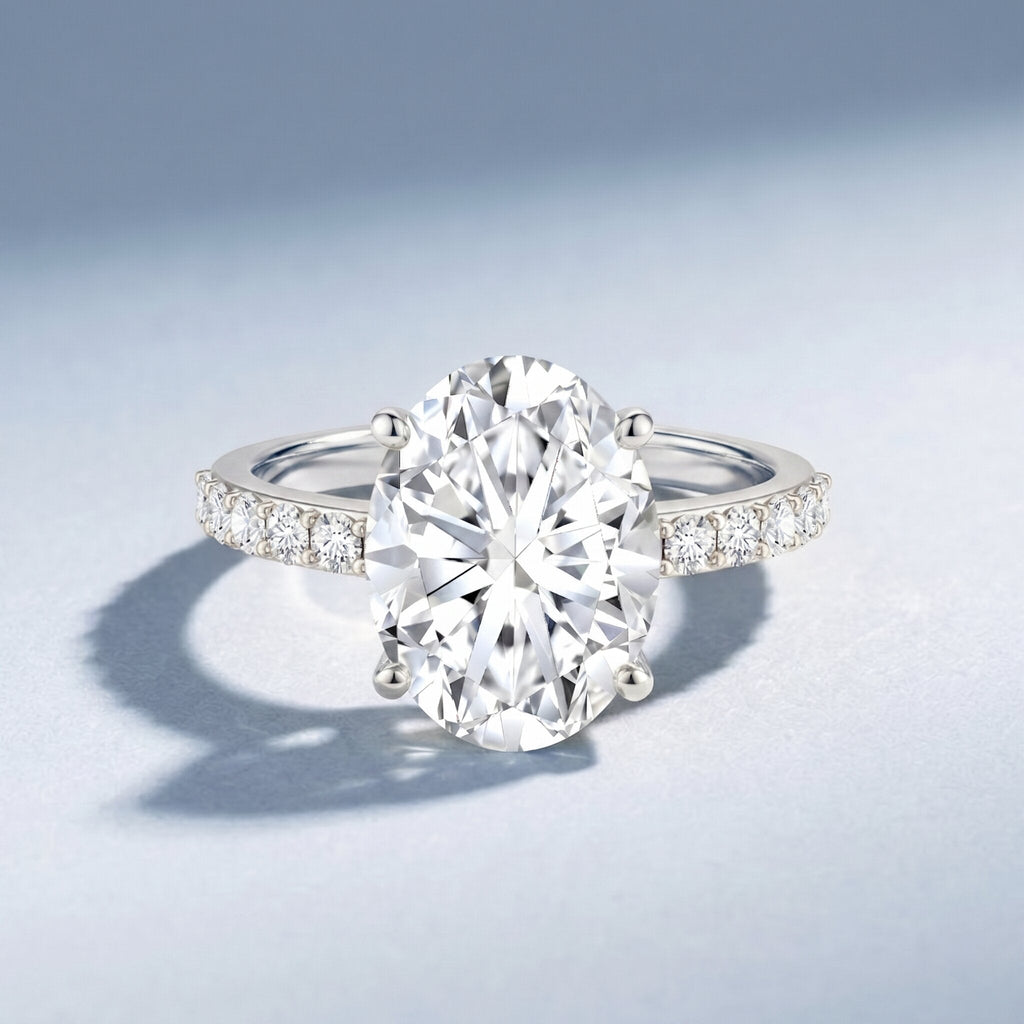 5 Carat Big Lab Grown Diamond Oval Engagement Ring with IGI Certificate