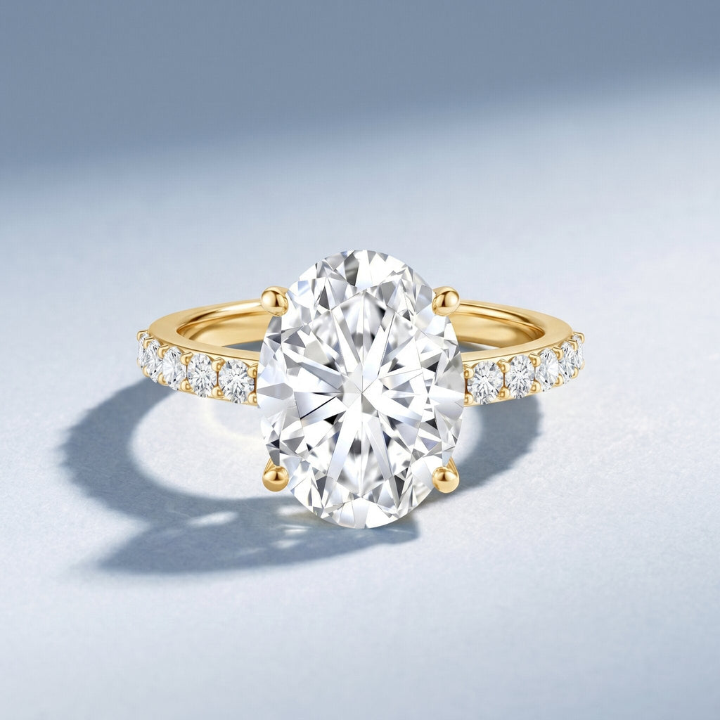 5 Carat Big Lab Grown Diamond Oval Engagement Ring with IGI Certificate