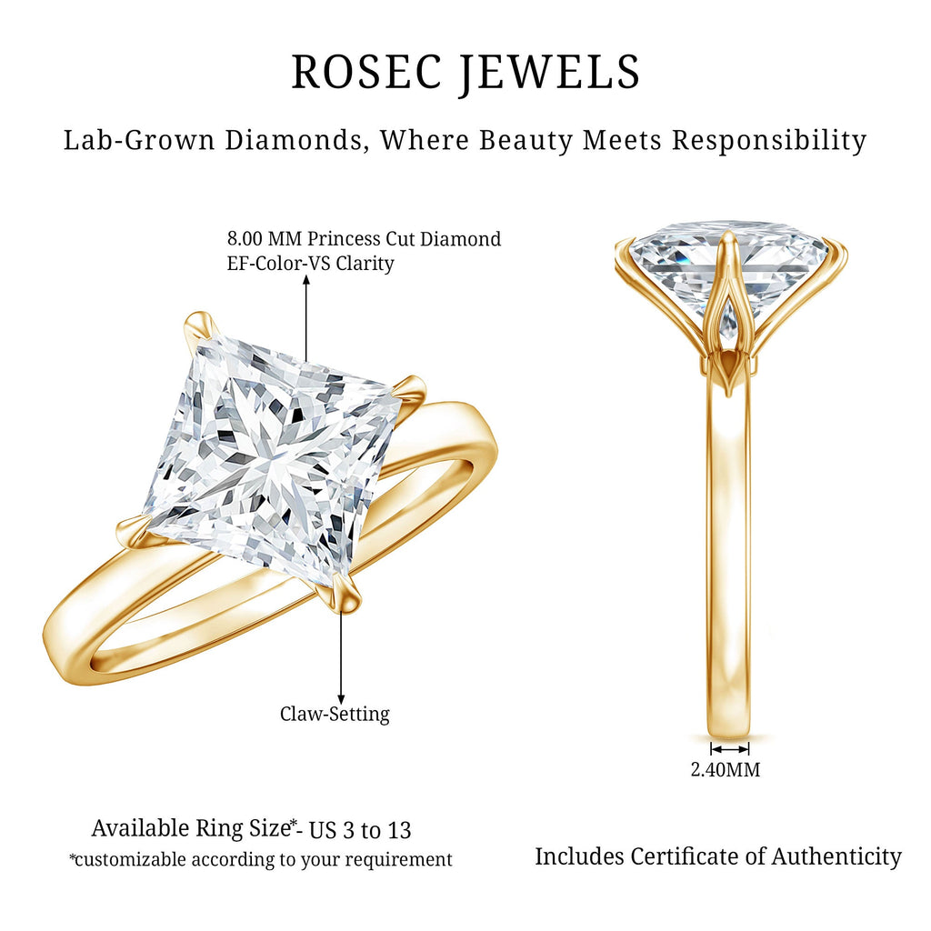 IGI Certified Lab Grown Diamond 3 Carat Princess Cut Engagement Ring