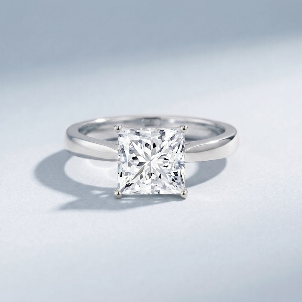 IGI Certified Lab Grown 3 Carat Diamond Princess Cut Engagement Ring Solitaire