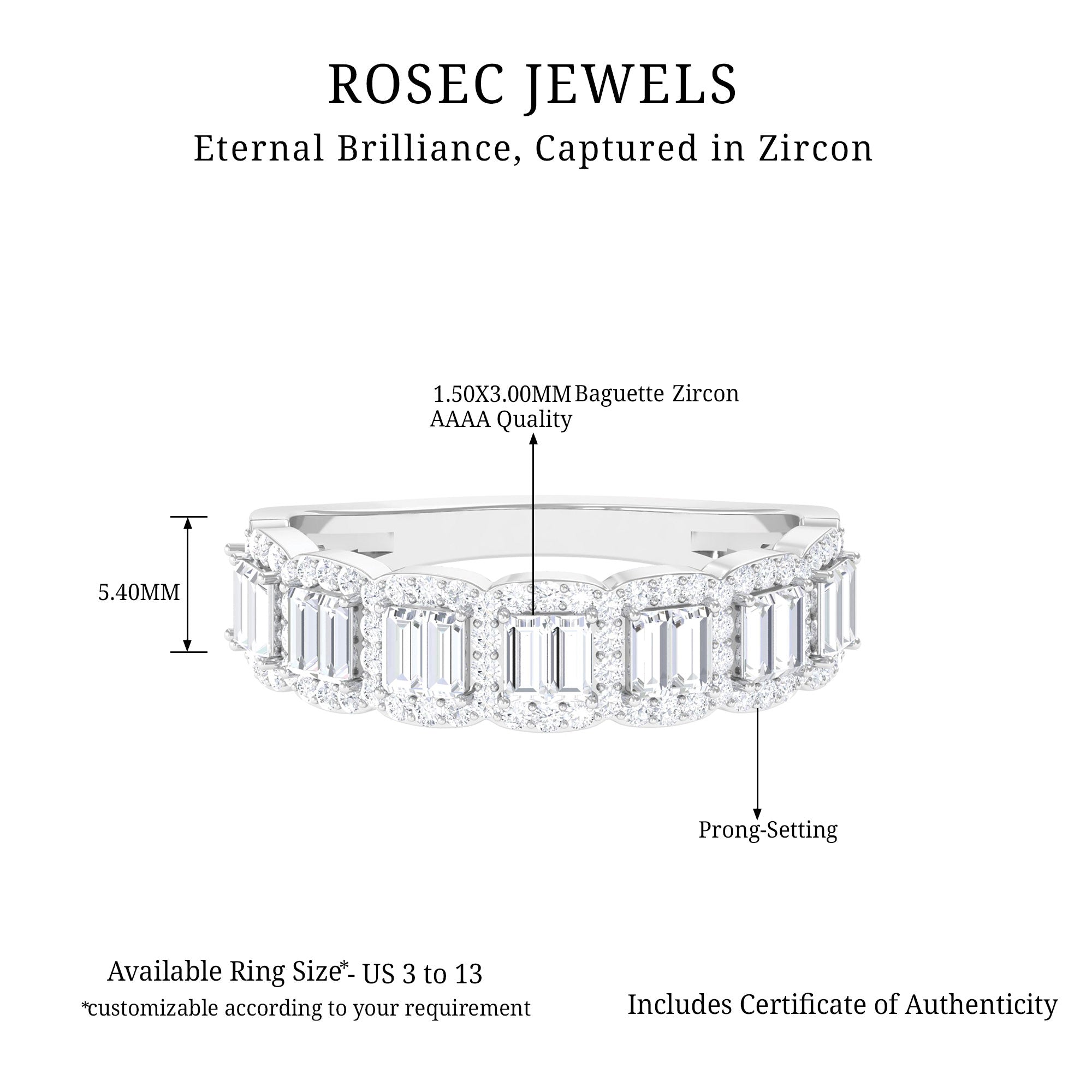 Designer Cubic Zirconia Semi Eternity Band Ring