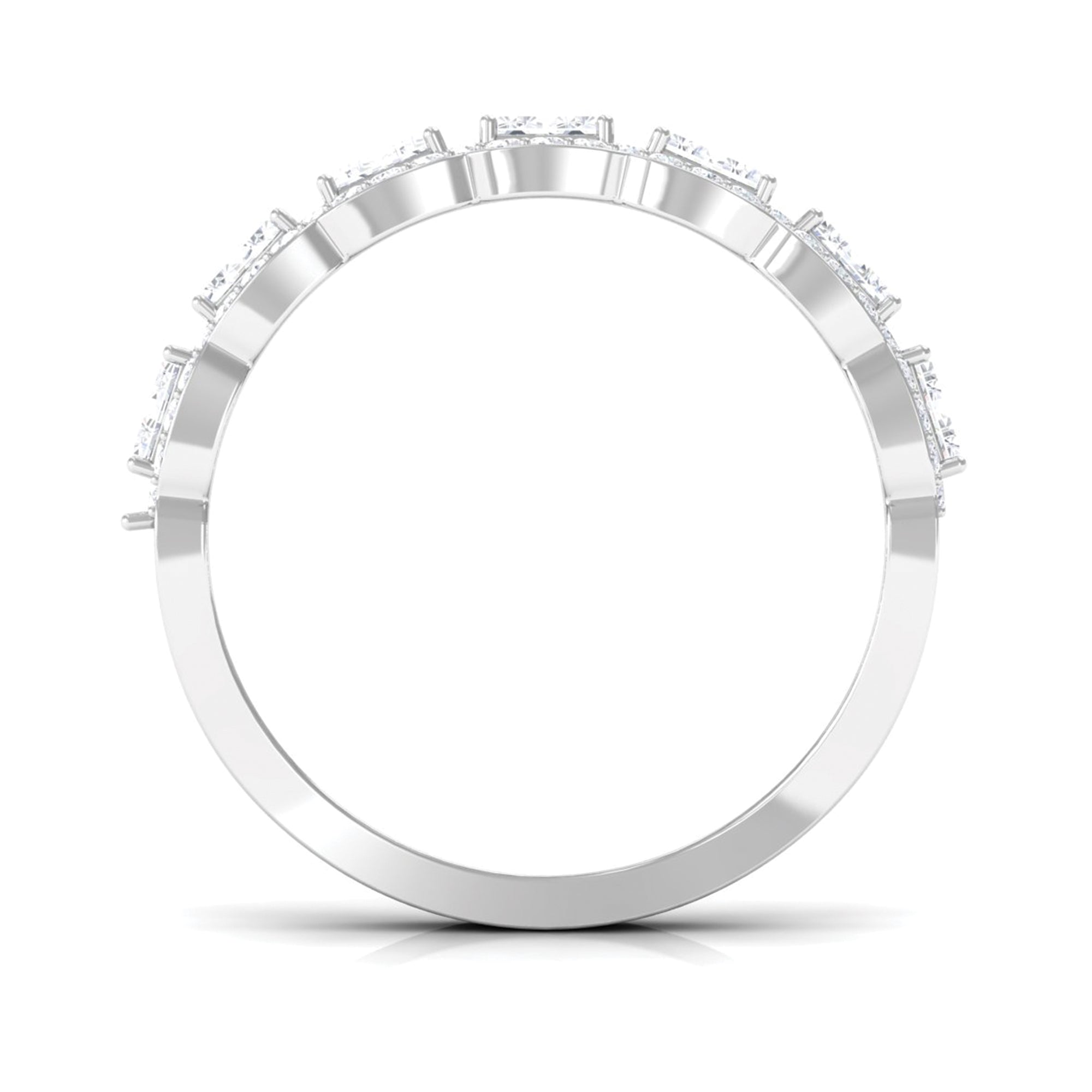Designer Cubic Zirconia Semi Eternity Band Ring