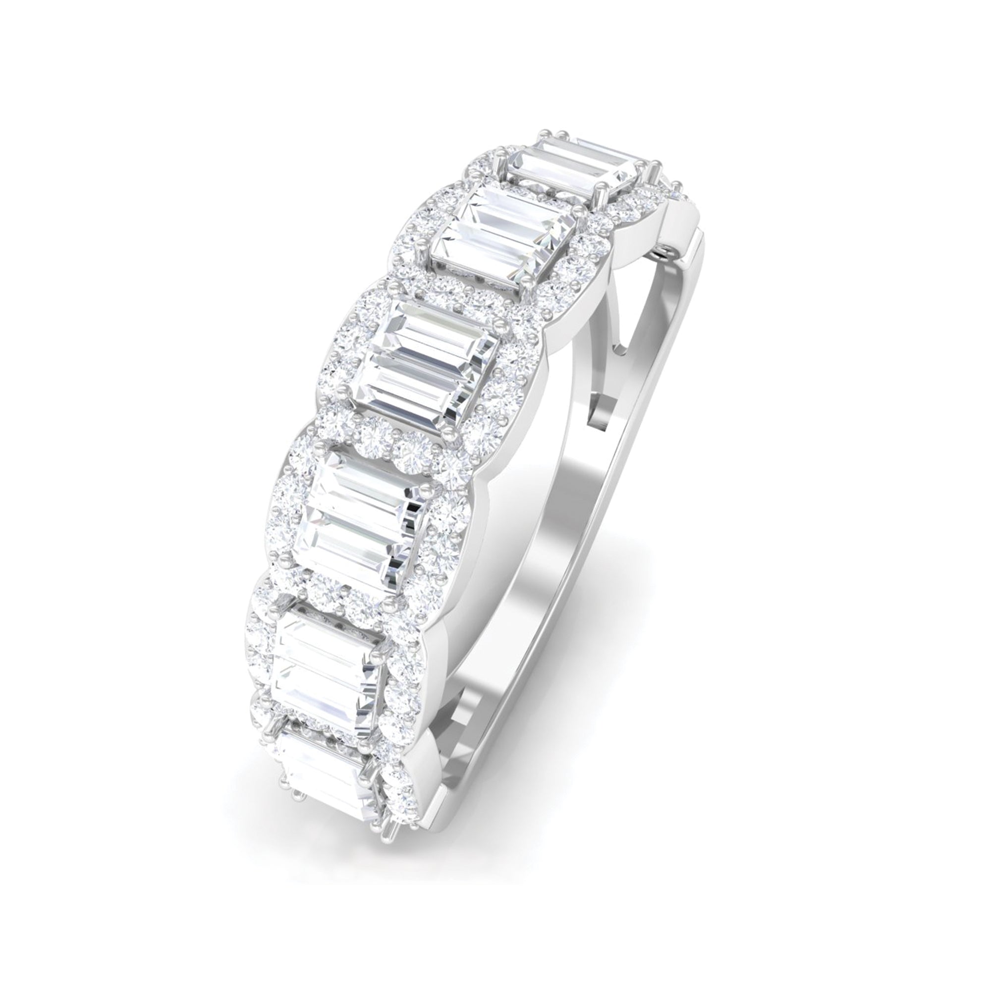 Designer Cubic Zirconia Semi Eternity Band Ring