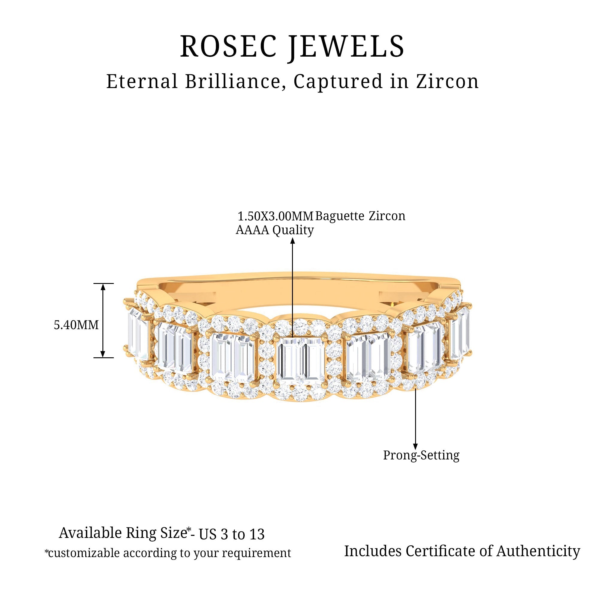Designer Cubic Zirconia Semi Eternity Band Ring