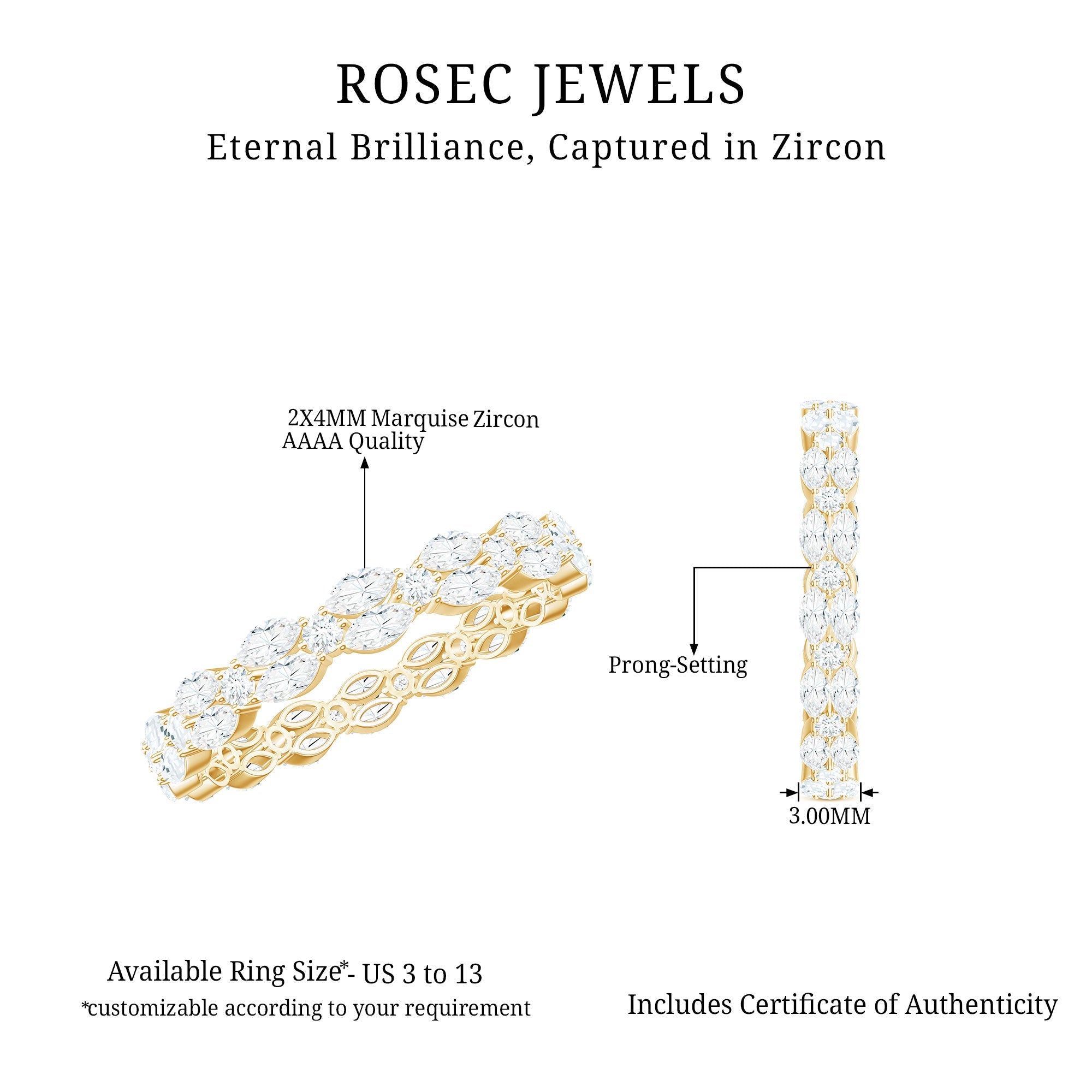 Marquise and Round Cut Zirconia Full Eternity Ring