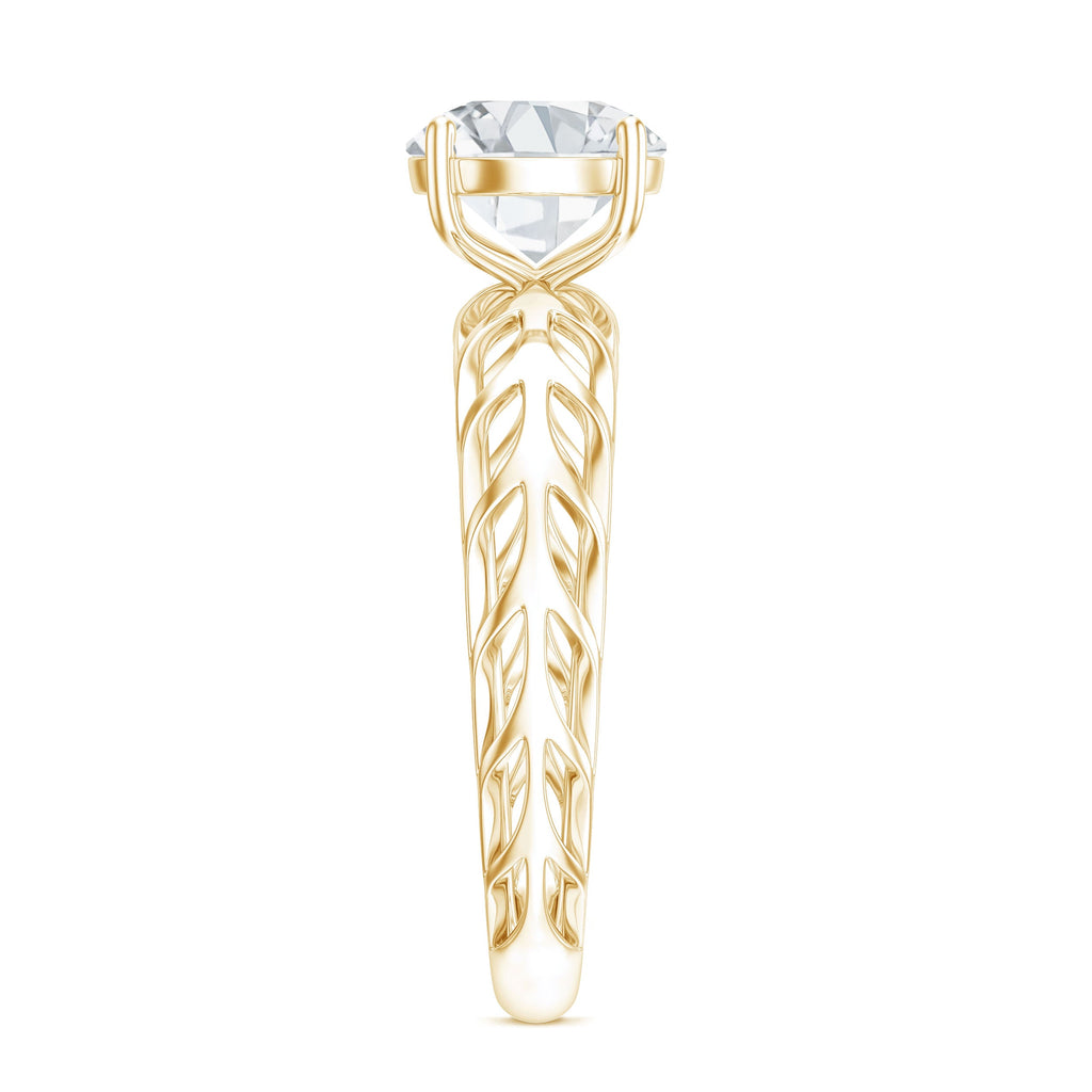 7 MM Solitaire Moissanite Engagement Ring with Filigree Band