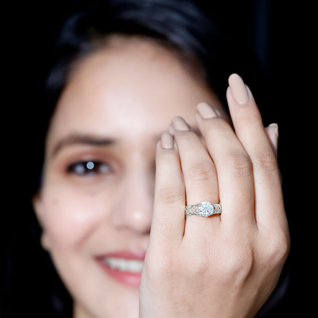 Moissanite Vintage Style Engagement Ring with Celtic Details