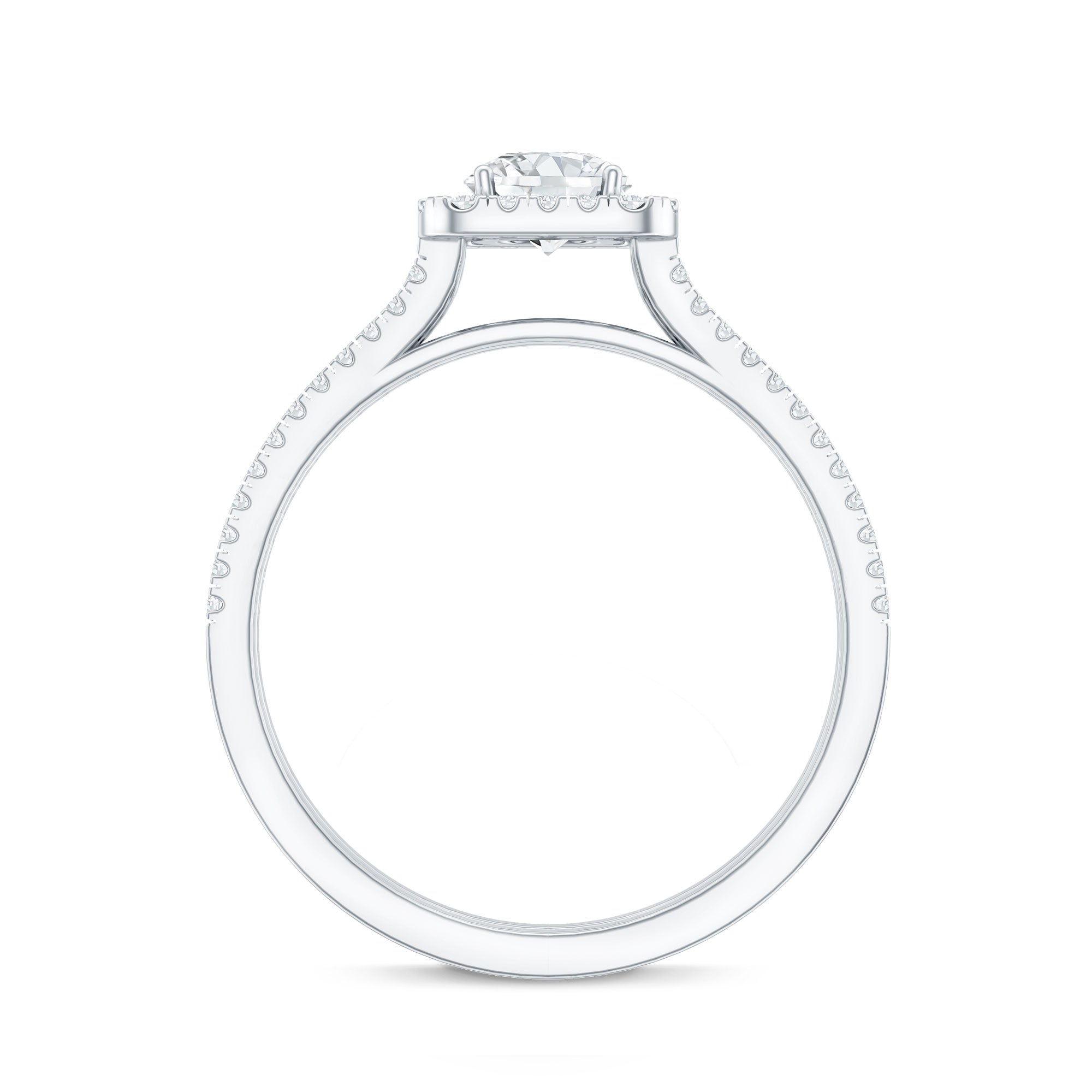 Classic Moissanite Double Band Engagement Ring with Halo