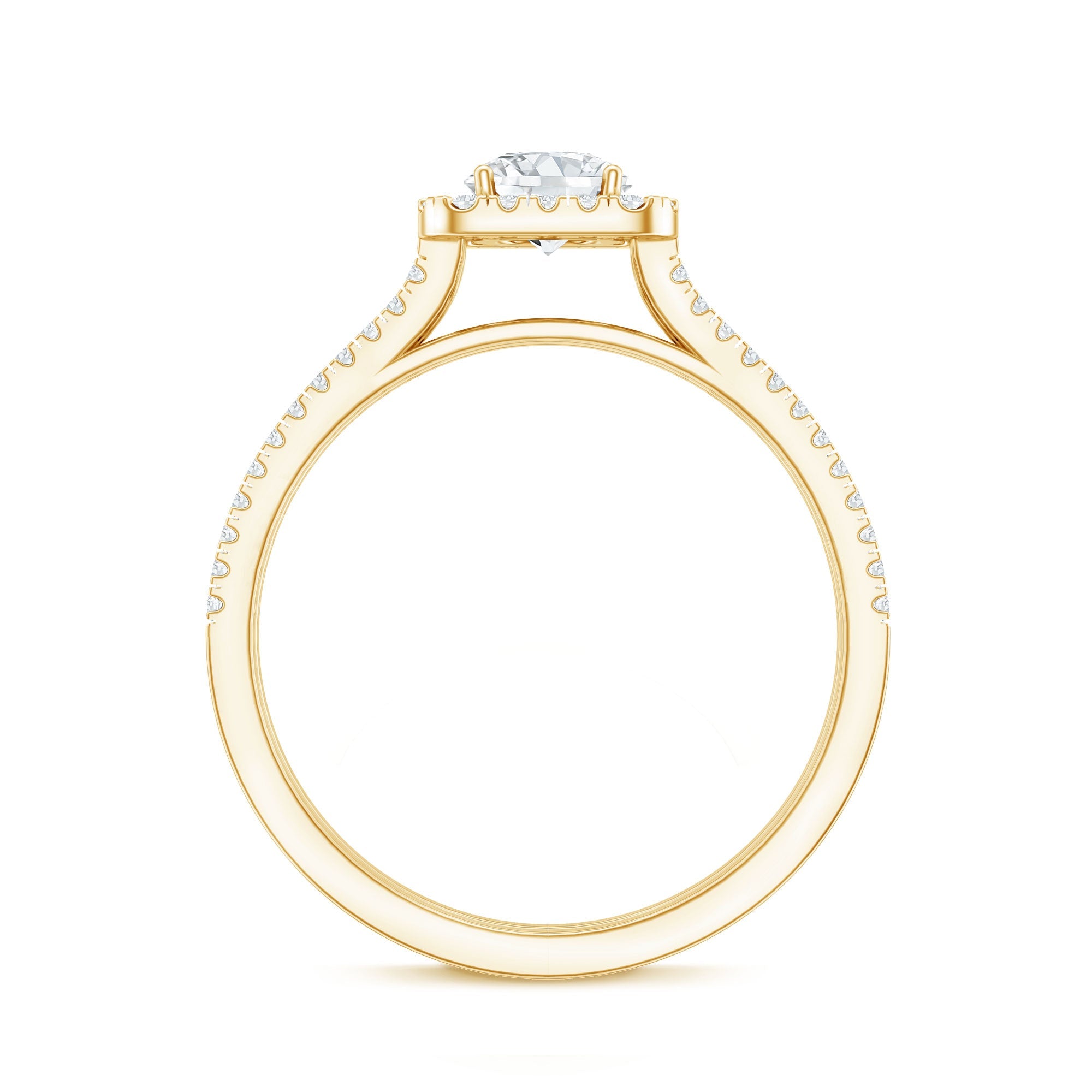 Classic Moissanite Double Band Engagement Ring with Halo