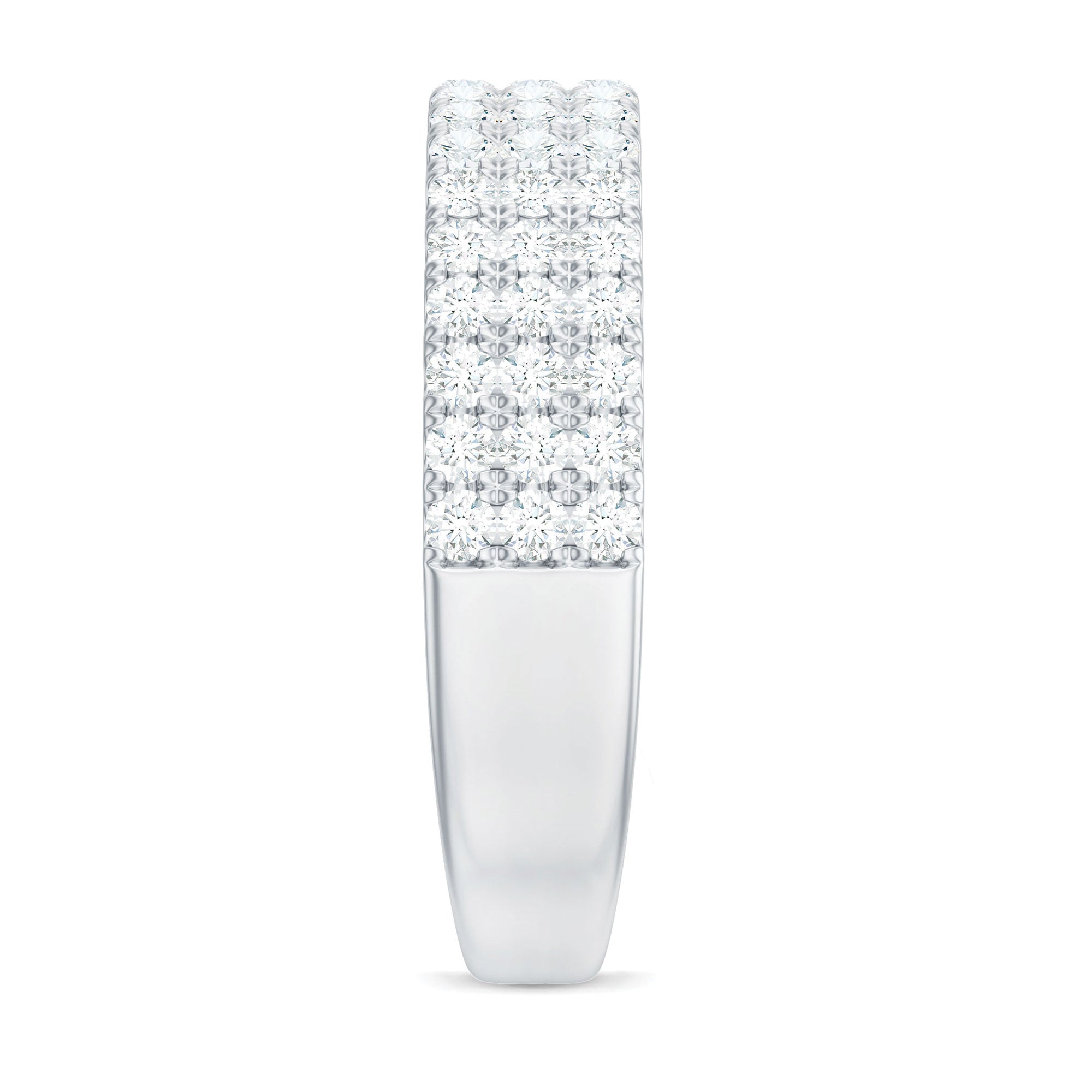 Three Row Moissanite Half Eternity Band Ring